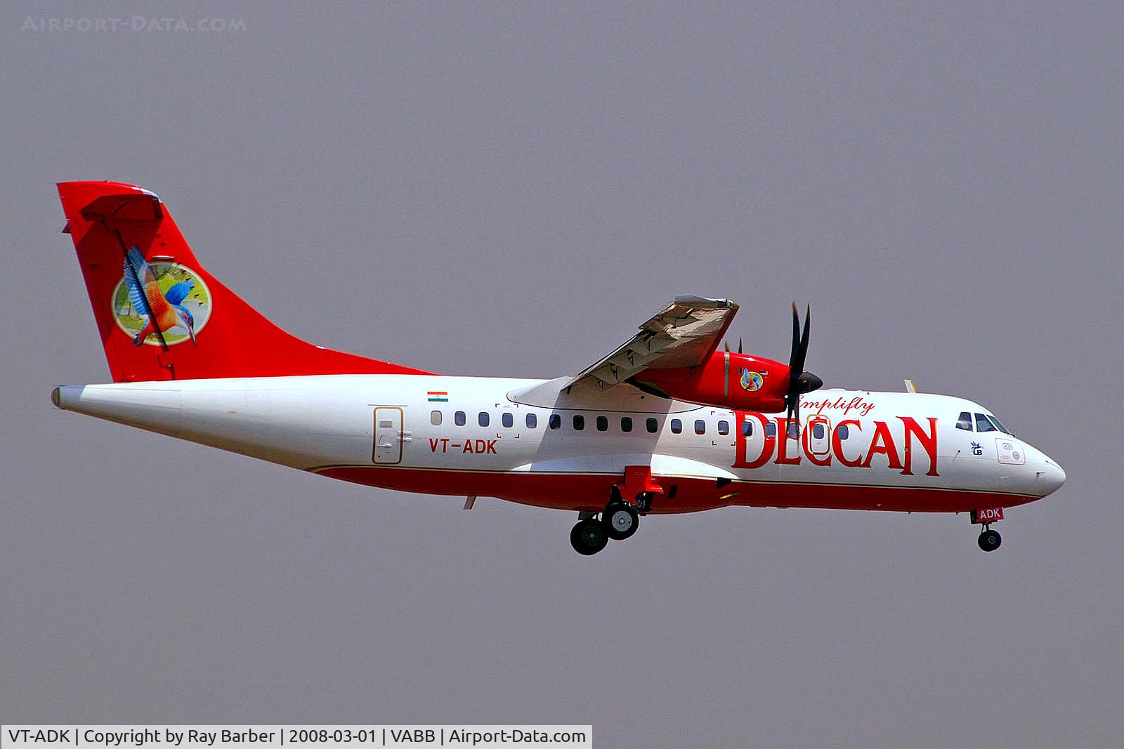 VT-ADK, 2001 ATR 42-500 C/N 613, VT-ADK   Aerospatiale ATR-42-500 [613] (Air Deccan) Mumbai-Chhatrapati Shivaji Int'l~VT 01/03/2008