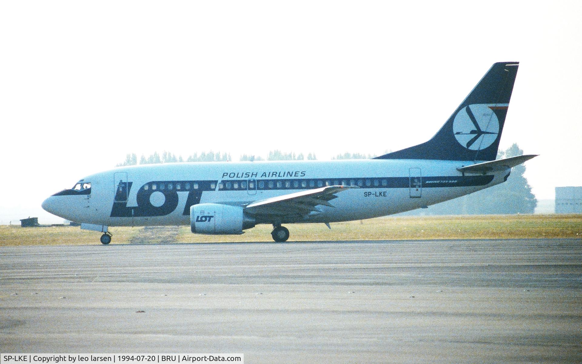 SP-LKE, 1993 Boeing 737-55D C/N 27130, Brussels 20.7.1994