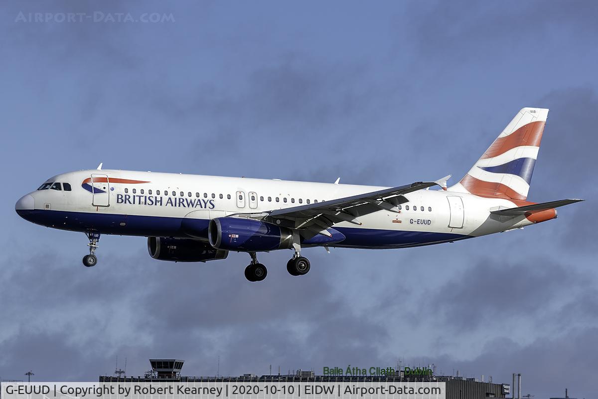 G-EUUD, 2002 Airbus A320-232 C/N 1760, Short final r/w 28