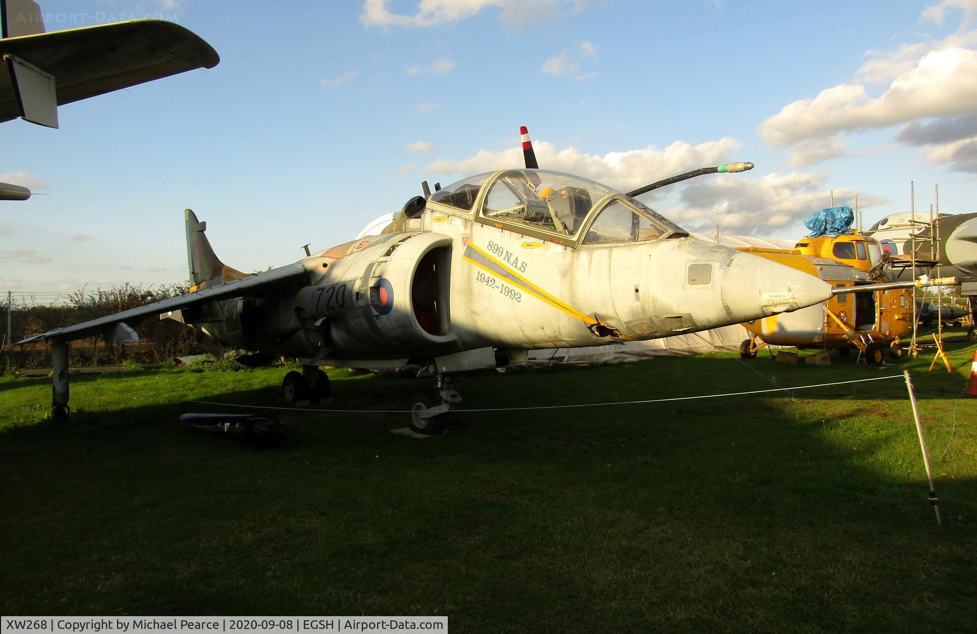 XW268, 1970 Hawker Siddeley Harrier T.4N C/N 212007, Parked at City of Norwich Aviation Museum.