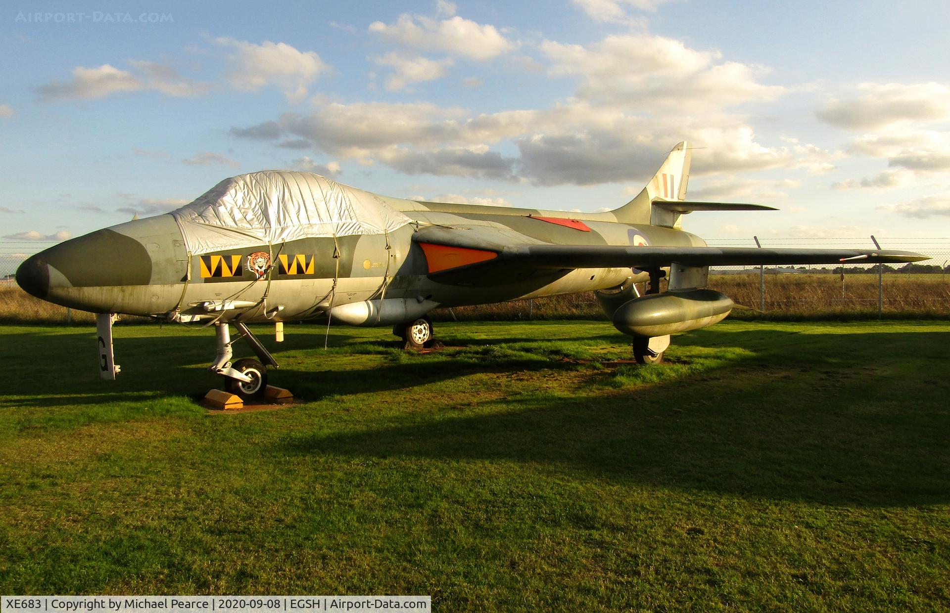 XE683, 1956 Hawker Hunter F.51 C/N 41H/680271, Parked at City of Norwich Aviation Museum.