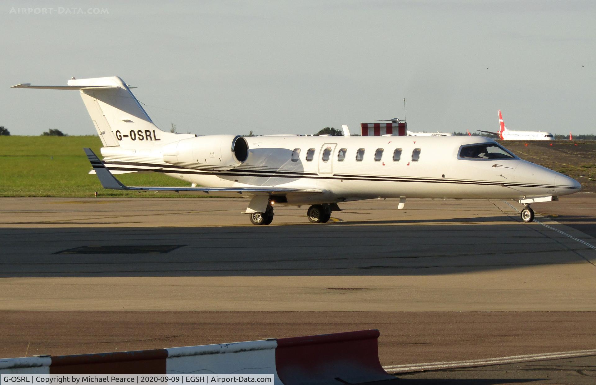 G-OSRL, 2009 Learjet 45 C/N 45-391, Departing SaxonAir to Doncaster/Sheffield (DSA).