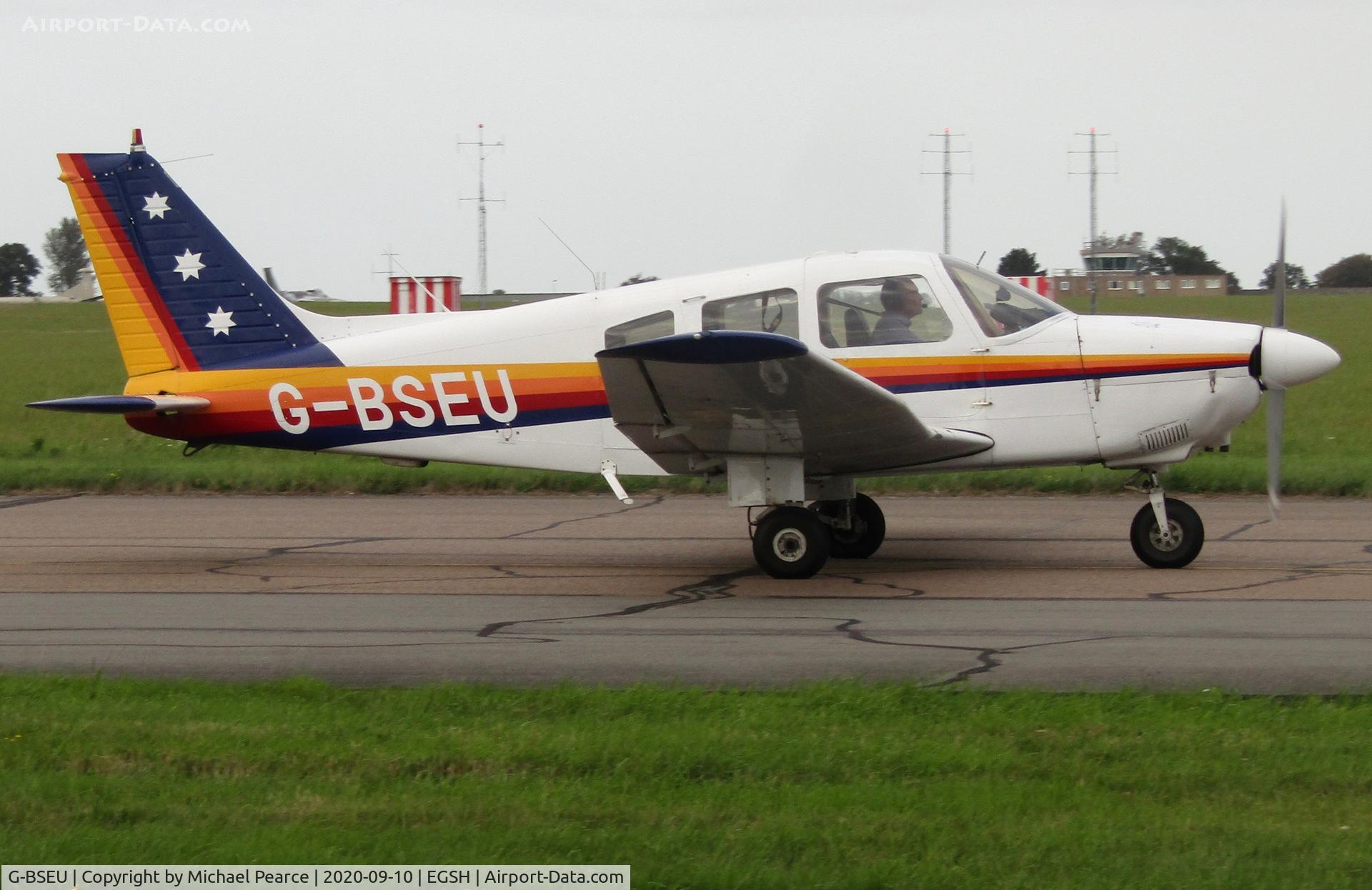 G-BSEU, 1977 Piper PA-28-181 Cherokee Archer II C/N 28-7890108, Departing to Shobdon (EGBS).