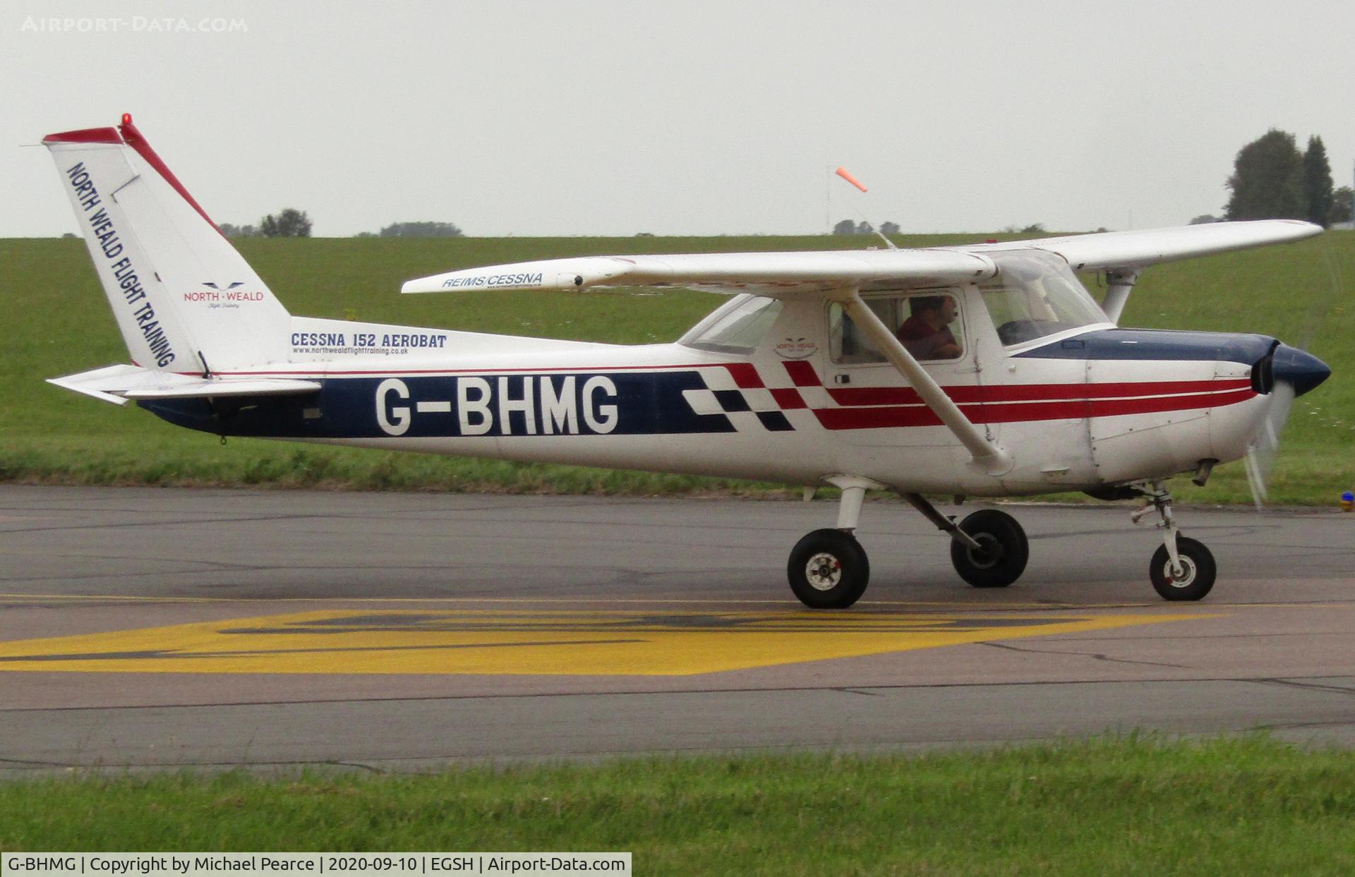 G-BHMG, 1980 Reims FA152 Aerobat C/N 0368, Departing SaxonAir to North Weald (EGSX).