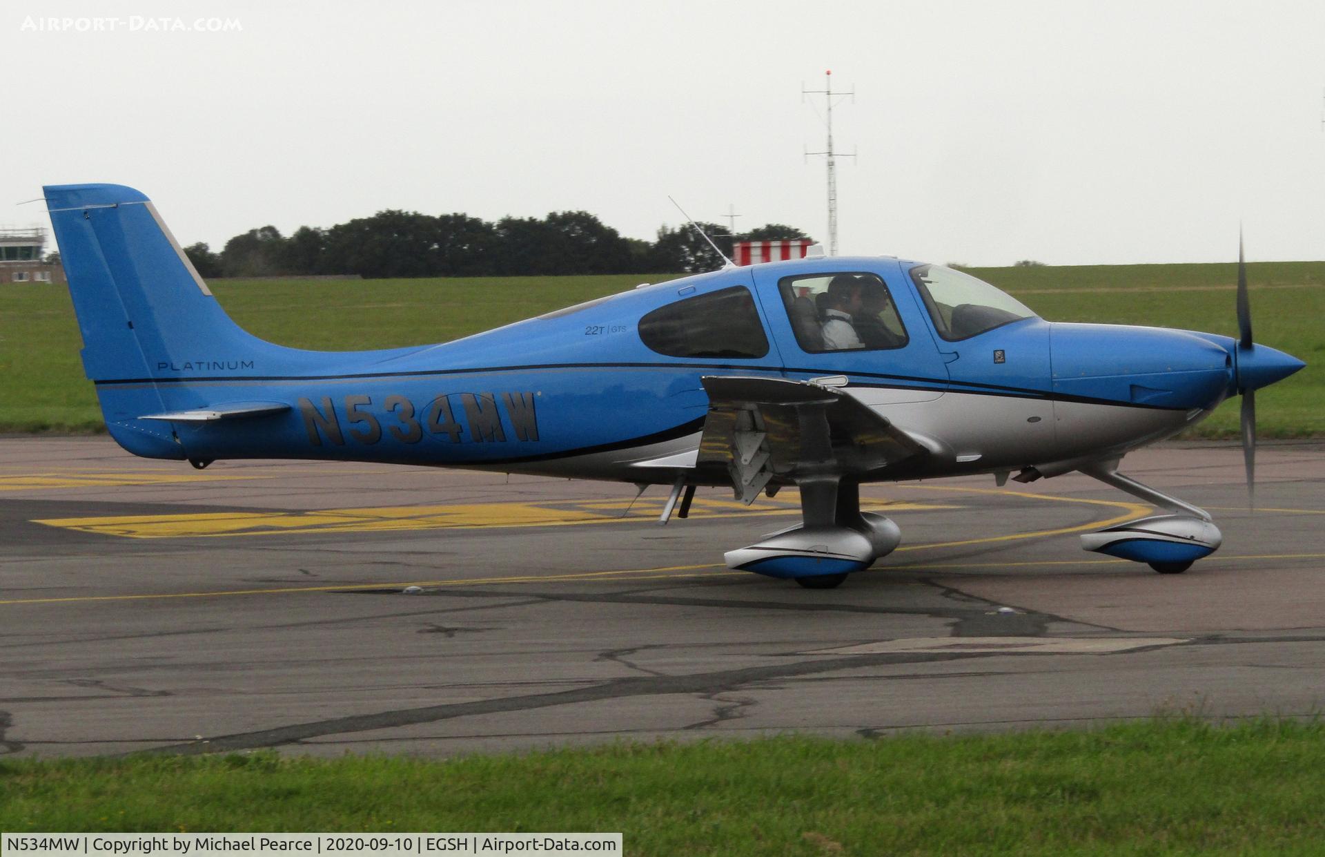 N534MW, 2017 Cirrus SR-22T C/N 1534, Departing SaxonAir to Chester (CEG).