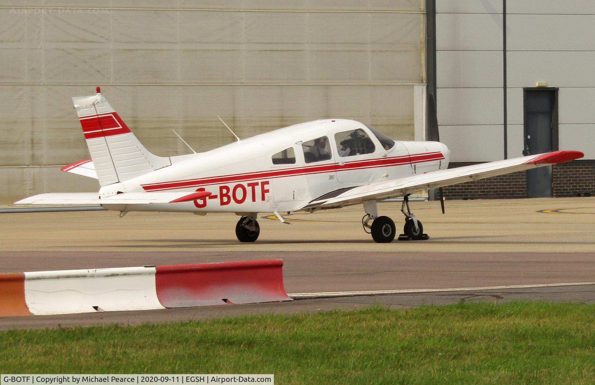 G-BOTF, 1975 Piper PA-28-151 Cherokee Warrior C/N 28-7515436, Visiting SaxonAir from Southend (SEN).