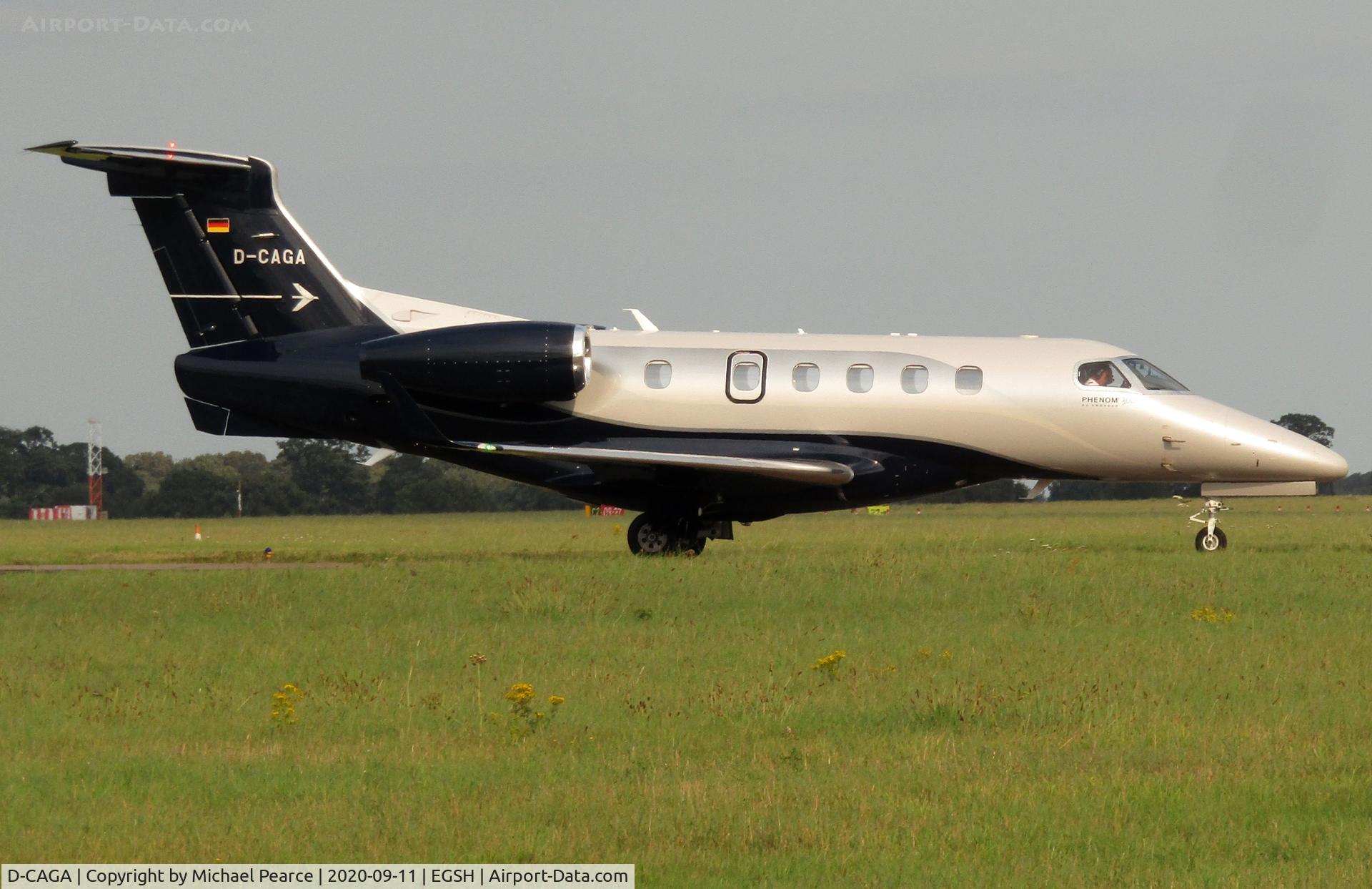 D-CAGA, 2017 Embraer EMB-505 Phenom 300 C/N 50500376, Arriving at SaxonAir from RAF Northolt (NHT).