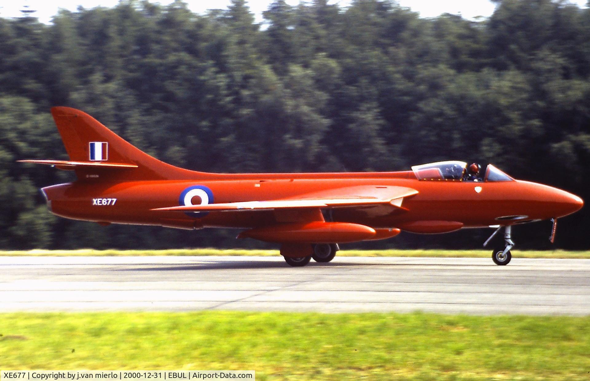 XE677, 1955 Hawker Hunter F.4 C/N HABL-003020, Ursel Air Show '95 scan from slide