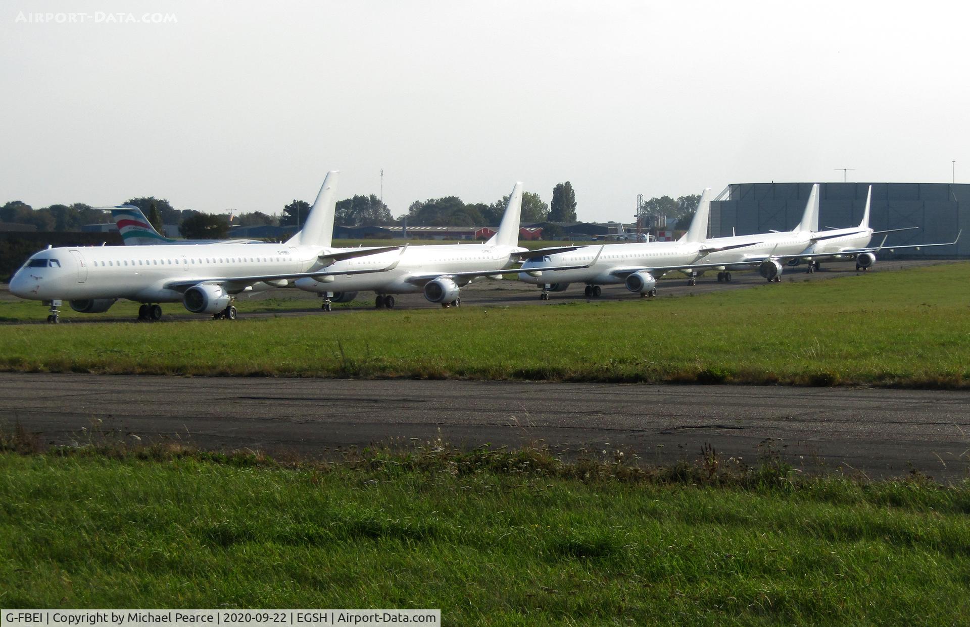 G-FBEI, 2007 Embraer 195LR (ERJ-190-200LR) C/N 19000143, Stored North Side alongside G-FBEJ, G-FBEH, G-FBEF and G-FBEG.