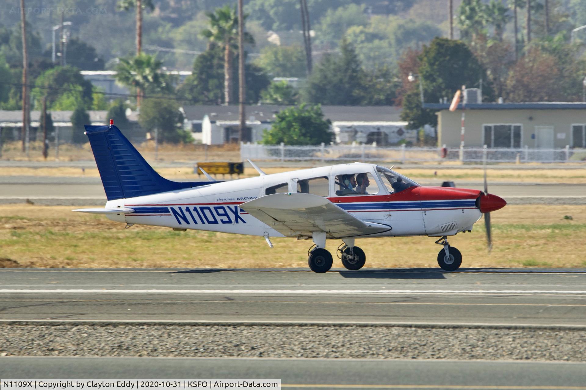 N1109X, 1975 Piper PA-28-180 Cherokee C/N 28-7505211, Buchanan Field Concord Airport California 2020.