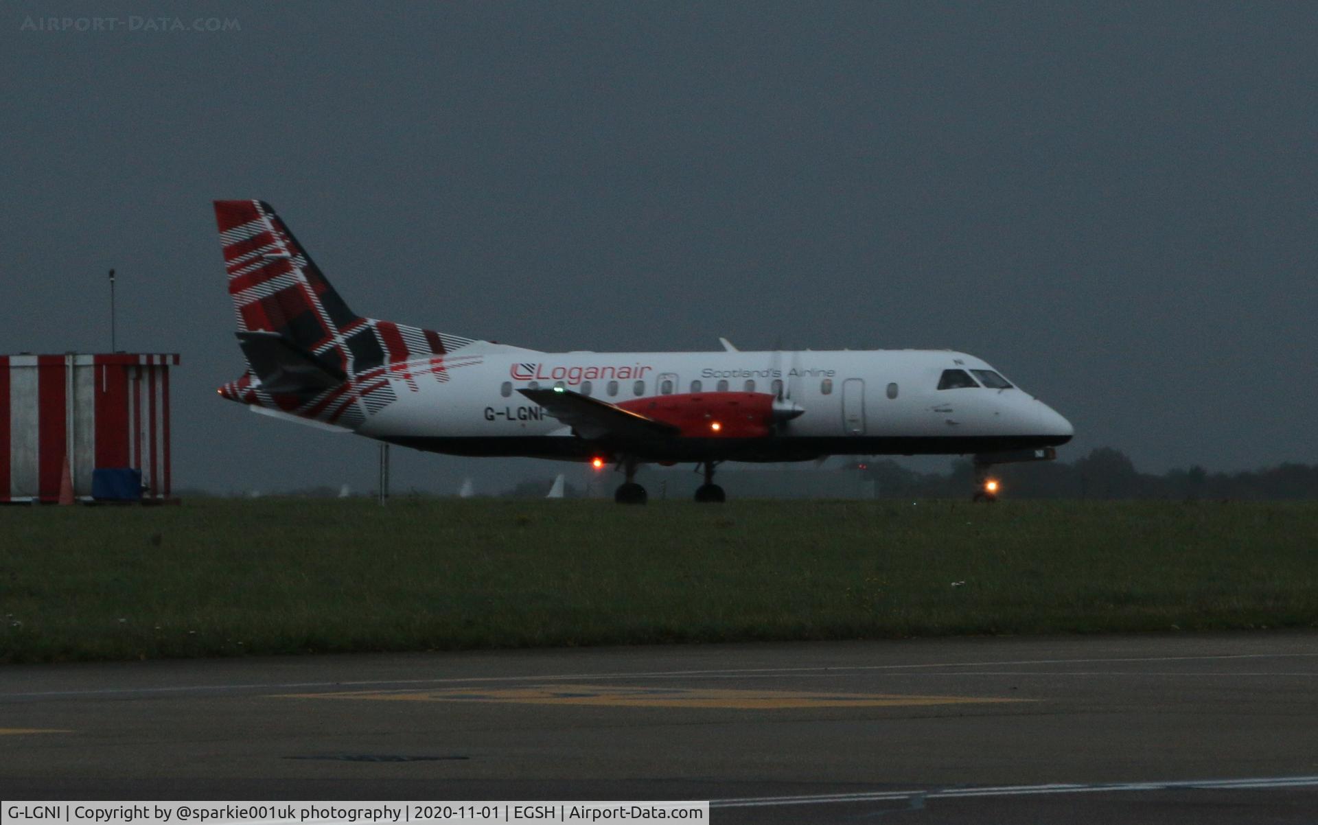 G-LGNI, 1989 Saab 340B C/N 340B-160, Seen arriving at Norwich