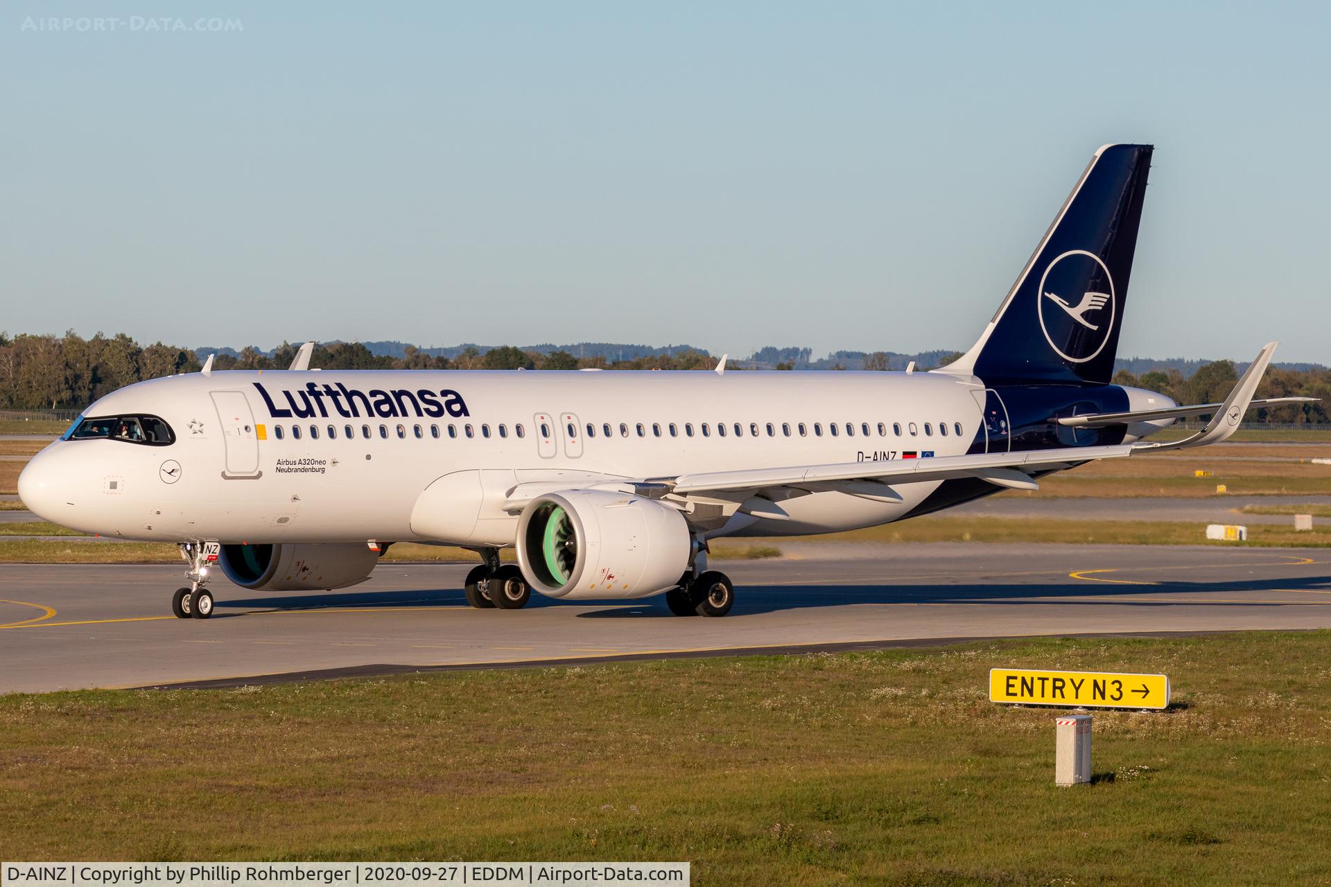 D-AINZ, 2020 Airbus A320-271N C/N 9442, D-AINZ taxiing at Munich Airport