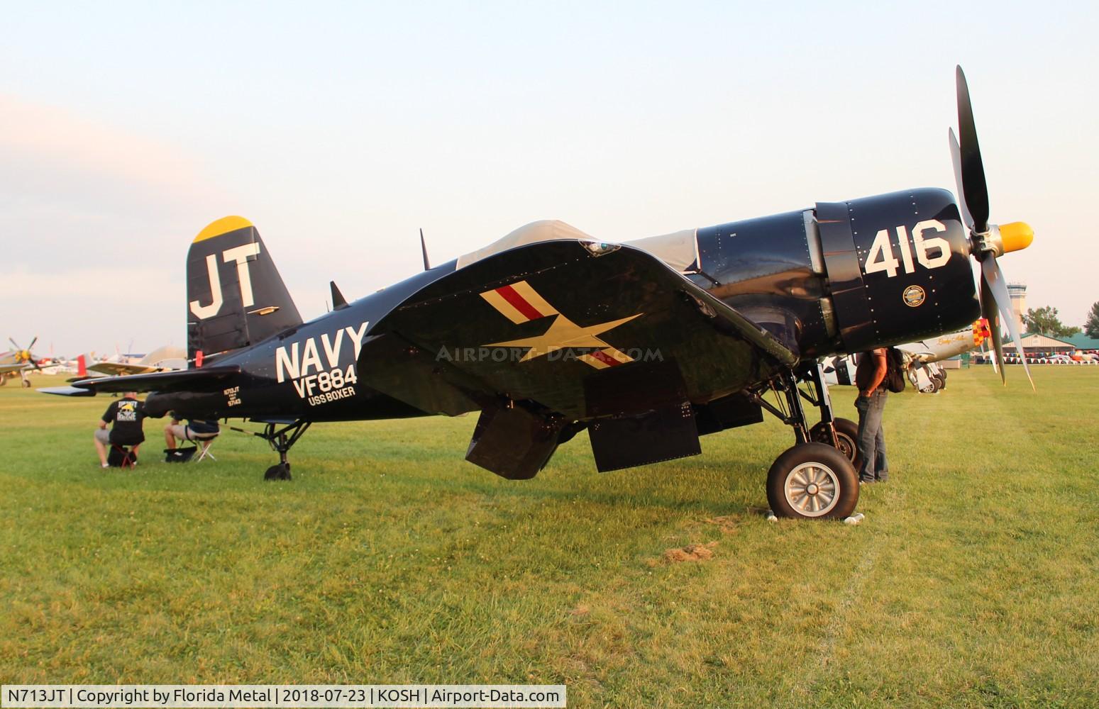 N713JT, 1945 Vought F4U-4B Corsair C/N 97143, EAA OSH 2018