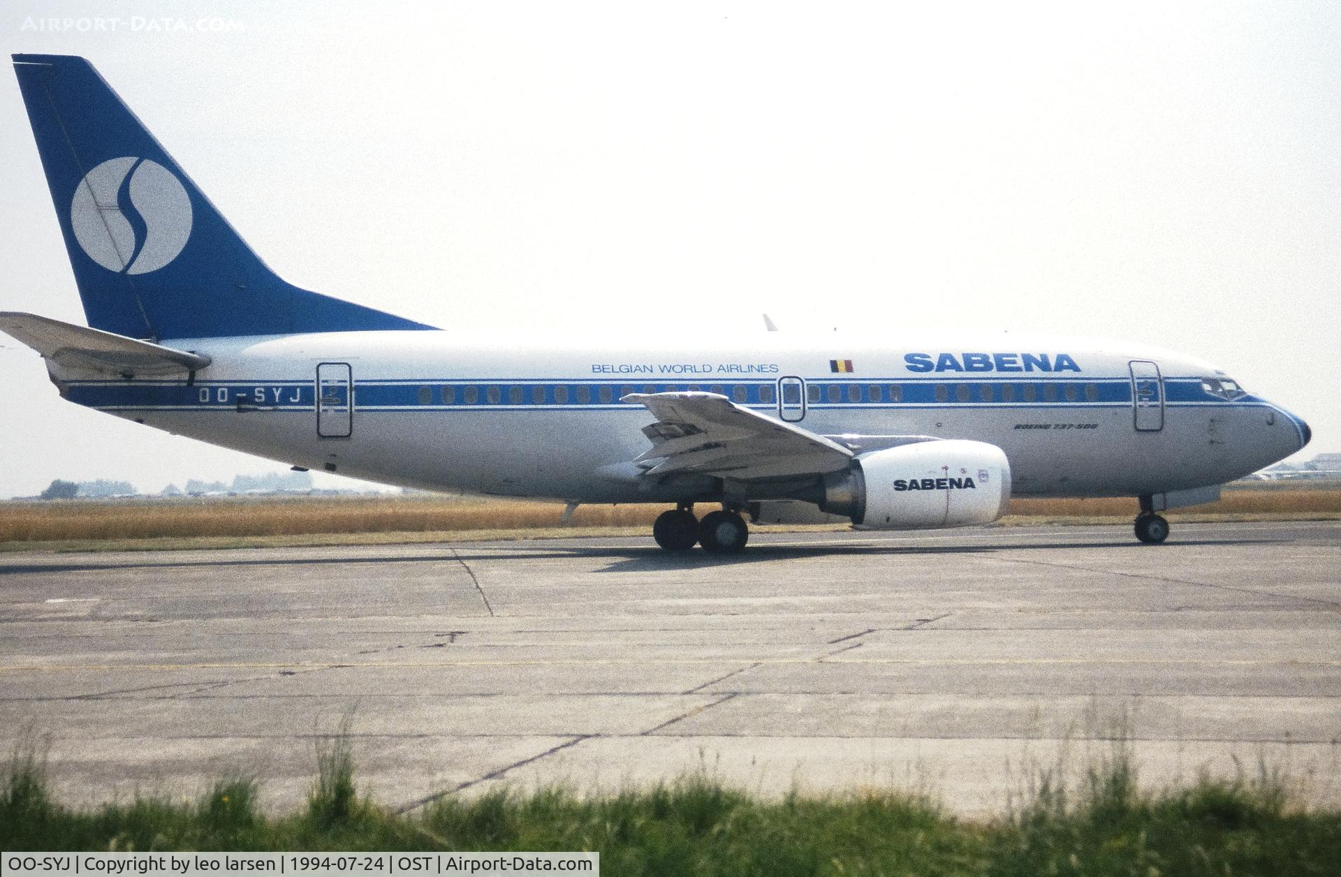 OO-SYJ, 1992 Boeing 737-529 C/N 26537, Ostend 24.7.1994