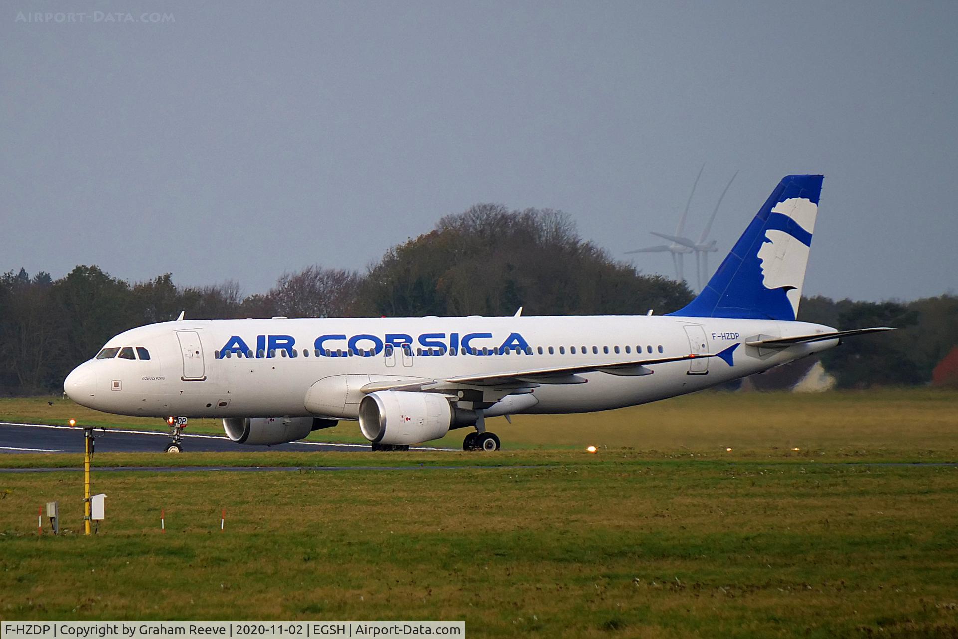 F-HZDP, 2007 Airbus A320-214 C/N 3325, Just landed at Norwich.
