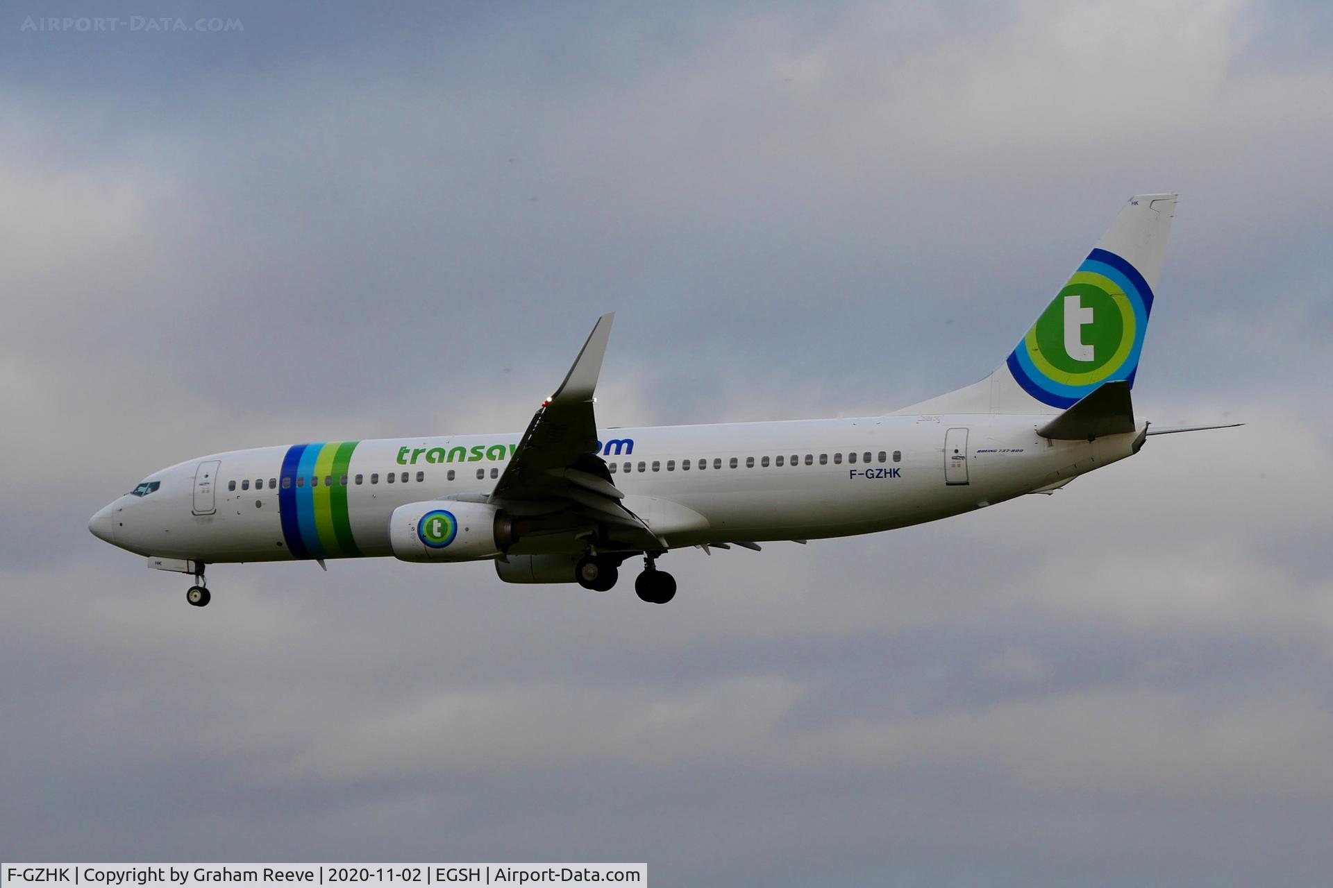 F-GZHK, 2014 Boeing 737-8K2 C/N 37790, Landing at Norwich.