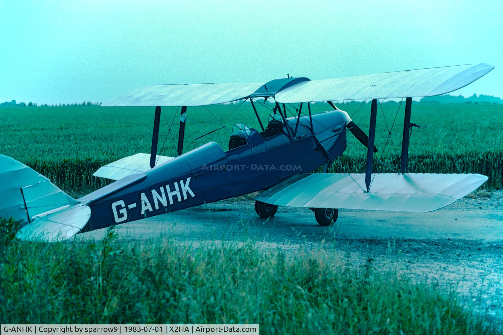 G-ANHK, 1939 De Havilland DH-82A Tiger Moth II C/N 82442, An evening at Hampstead Norreys. Scanned from a slide.