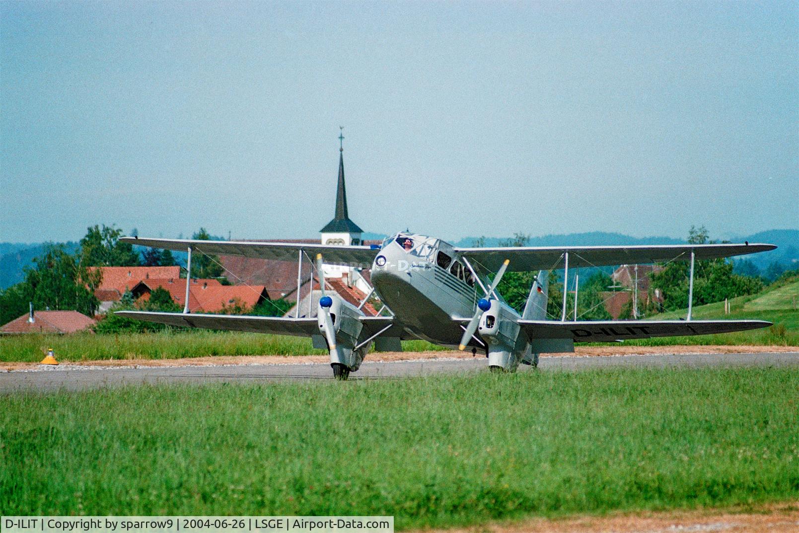 D-ILIT, 1945 De Havilland DH-89A Dominie/Dragon Rapide C/N 6879, RIO Ecuvillens. Scanned from a Konica-negative film.