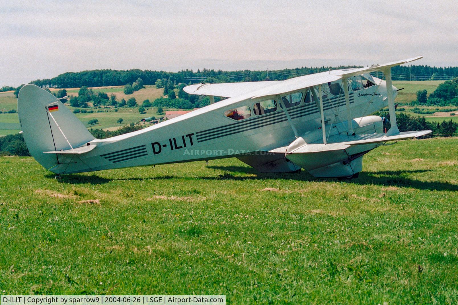 D-ILIT, 1945 De Havilland DH-89A Dominie/Dragon Rapide C/N 6879, RIO Ecuvillens. Scanned from a Konica-negative film.