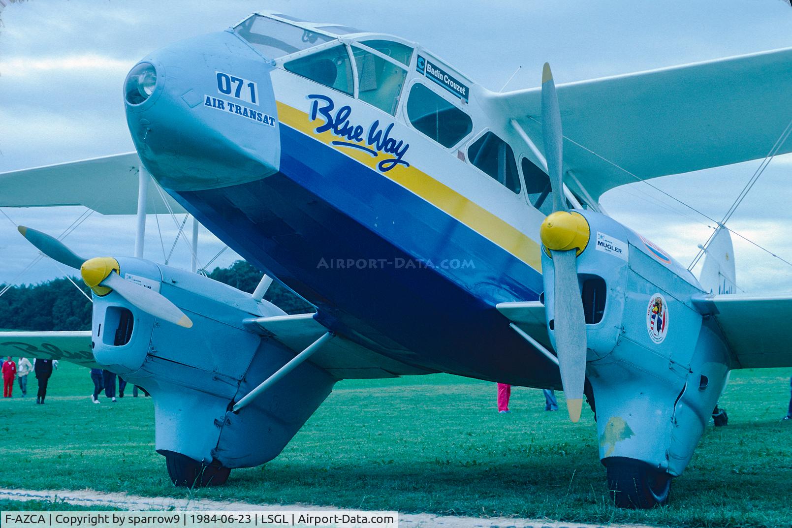F-AZCA, 1940 De Havilland DH-89A Dominie/Dragon Rapide C/N 6541, At Lausanne-Blecherette. Scanned from a slide.