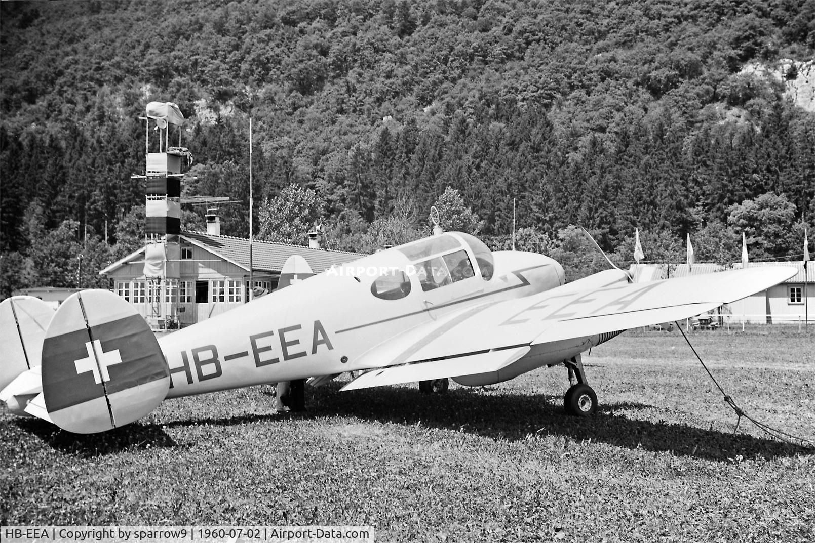 HB-EEA, 1947 Miles M65 Gemini 1A C/N 6329, Rallye de la Montre Biel-Bienne. Scanned from a 6x9 b/w-negative