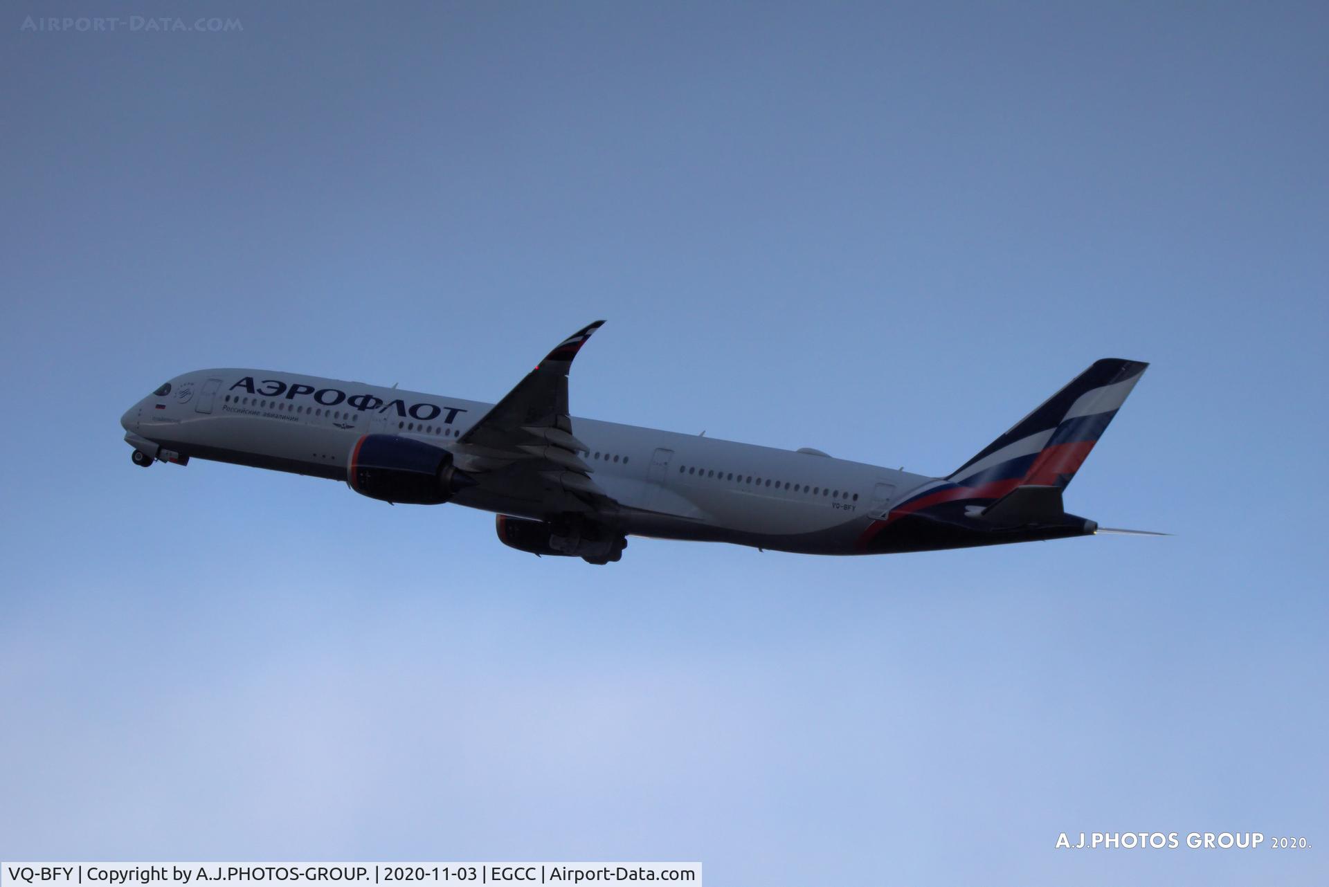 VQ-BFY, 2019 Airbus A350-941 C/N 383, opp as AFL7400/7402 
took MUFC football team to there euro football game.