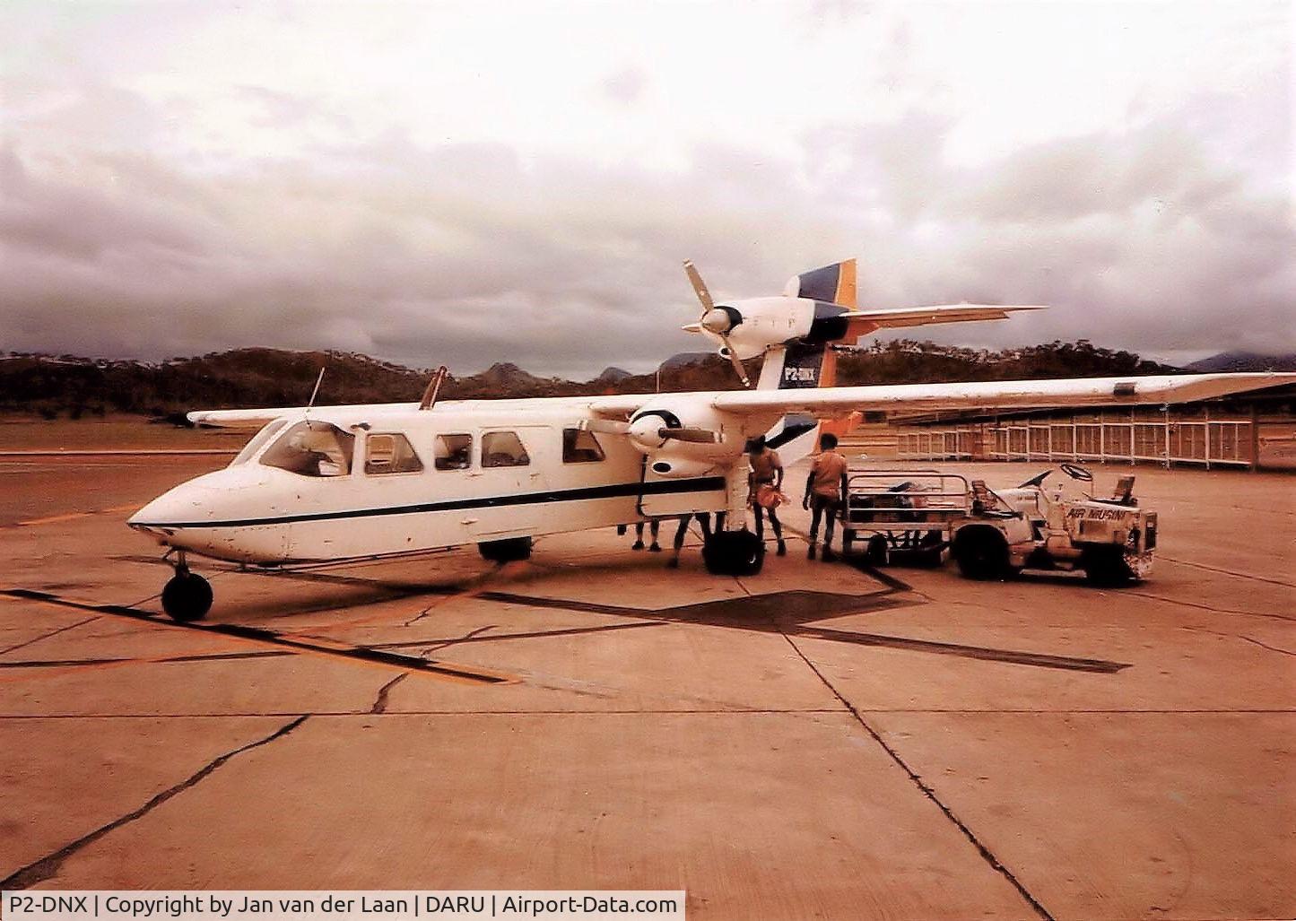 P2-DNX, 1972 Britten-Norman BN-2A Mk.III-2 Trislander C/N 322, Loading luggage before boarding at Daru airport in Papua New Guinea.
Destination Jackson Airport, Port Moresby, Papua New Guinea.