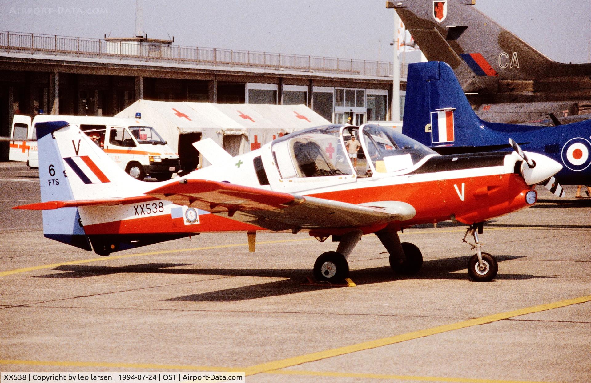 XX538, 1973 Scottish Aviation Bulldog T.1 C/N BH.120/230, Ostende Air Show 24.7.1994