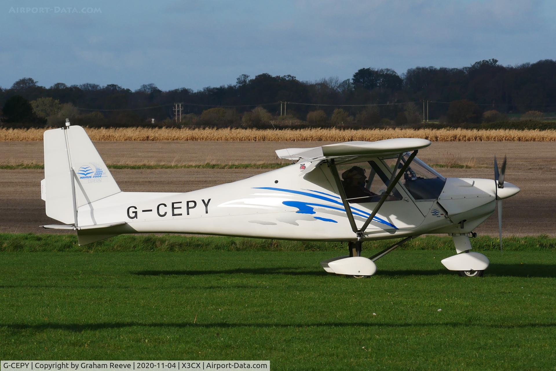 G-CEPY, 2007 Comco Ikarus C42 FB80 C/N 0707-6900, Just landed at Northrepps.