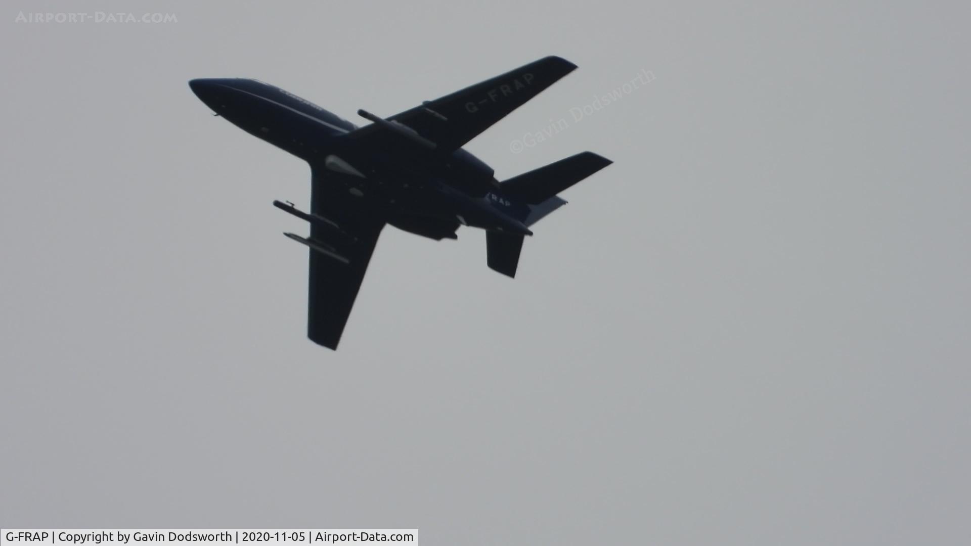 G-FRAP, 1969 Dassault Falcon 20DC C/N 207, Over Darlington on October 5th 2020 shortly after departing Teesside International Airport.