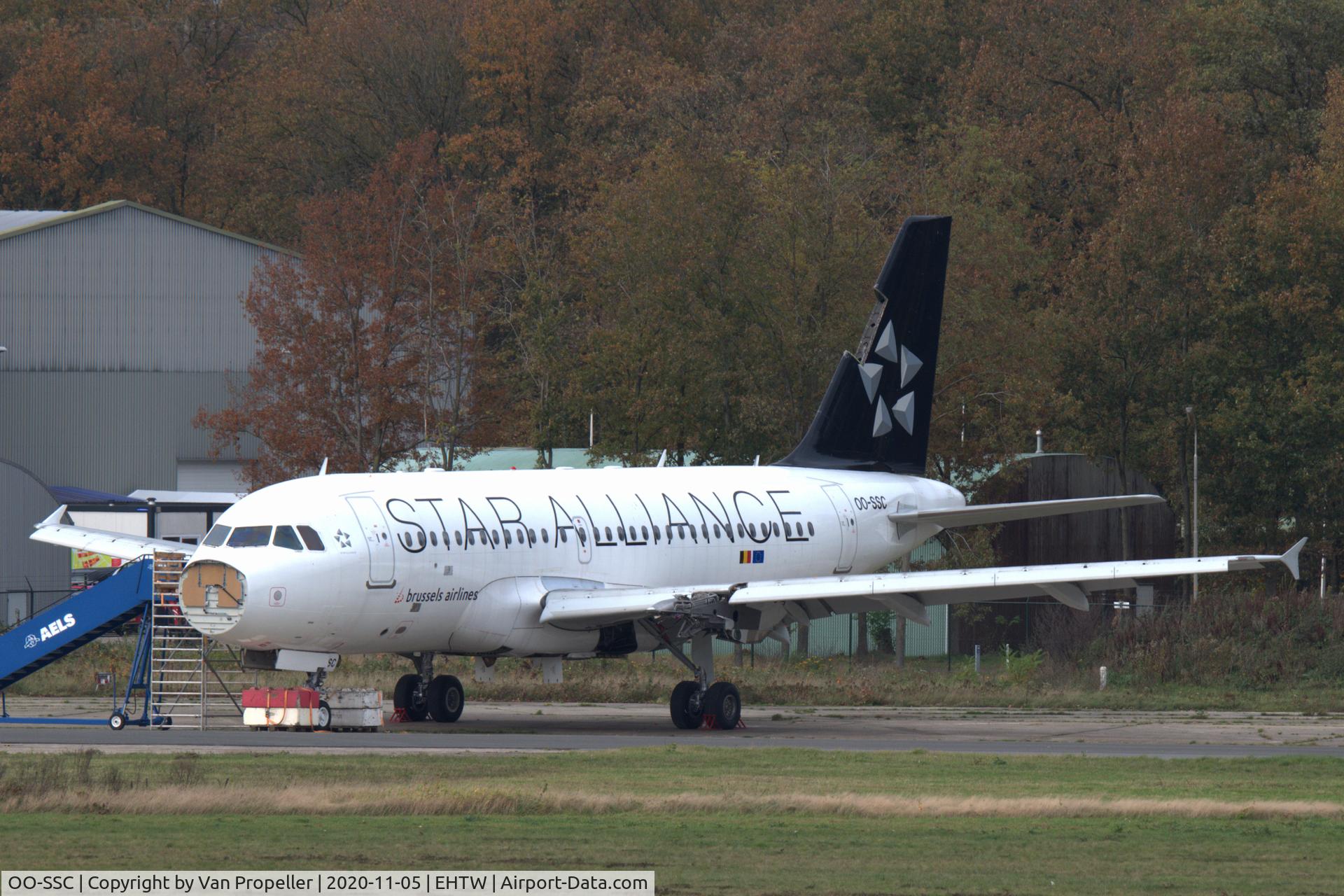 OO-SSC, 1999 Airbus A319-112 C/N 1086, Airbus A319 of Brussels Airline at Twente airport, the Netherlands, for demolition by AELS, 2020