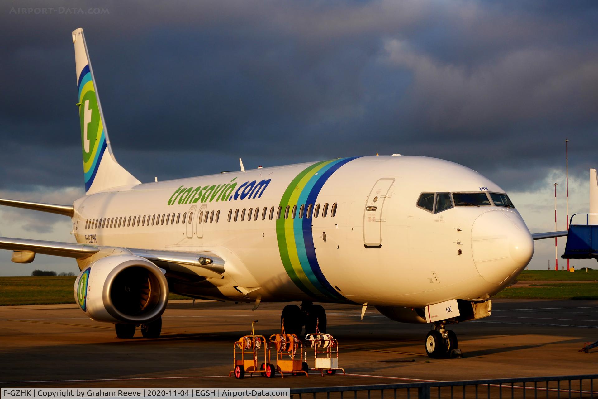 F-GZHK, 2014 Boeing 737-8K2 C/N 37790, On stand at Norwich.