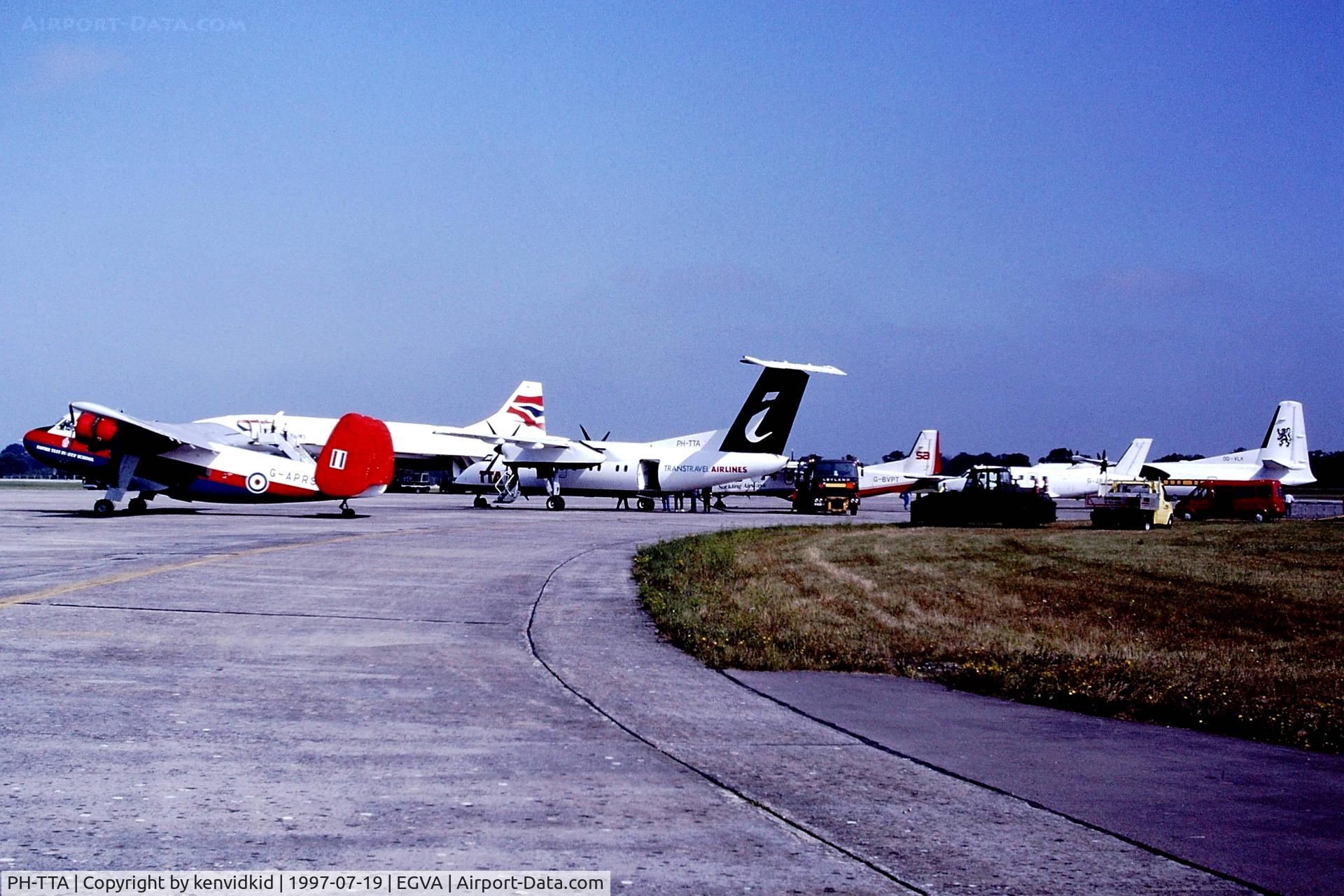 PH-TTA, 1990 De Havilland Canada DHC-8-102 Dash 8 C/N 237, At the 1997 Royal International Air Tattoo, visiting aircraft park.