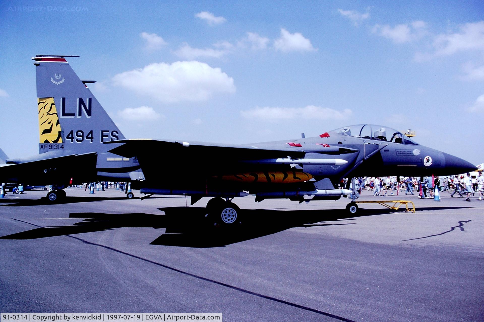 91-0314, 1991 McDonnell Douglas F-15E Strike Eagle C/N 1221/E179, At the 1997 Royal International Air Tattoo.