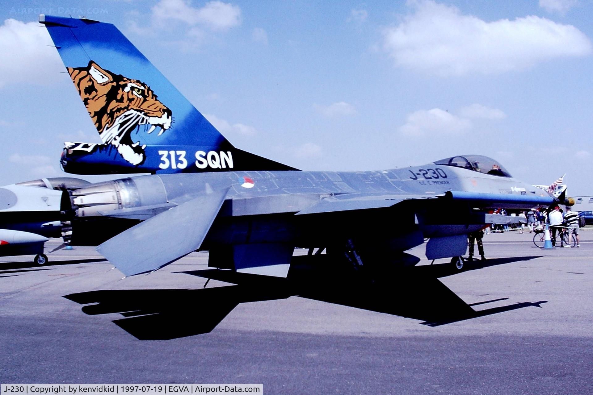 J-230, 1978 Fokker F-16A Fighting Falcon C/N 6D-19, At the 1997 Royal International Air Tattoo.