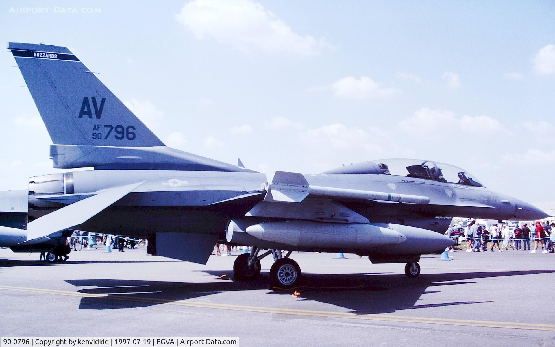 90-0796, 1990 General Dynamics F-16DG Night Falcon C/N 1D-74, At the 1997 Royal International Air Tattoo.