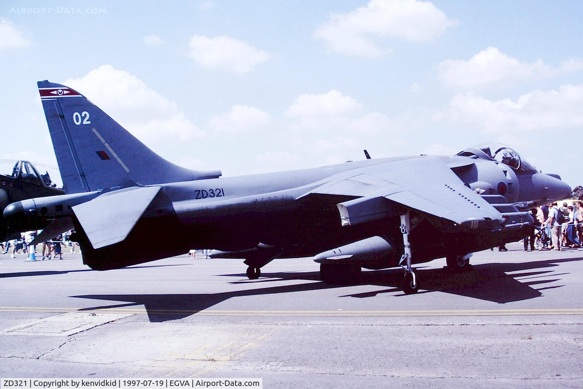 ZD321, 1988 British Aerospace Harrier GR.7 C/N 512071/P2, At the 1997 Royal International Air Tattoo.