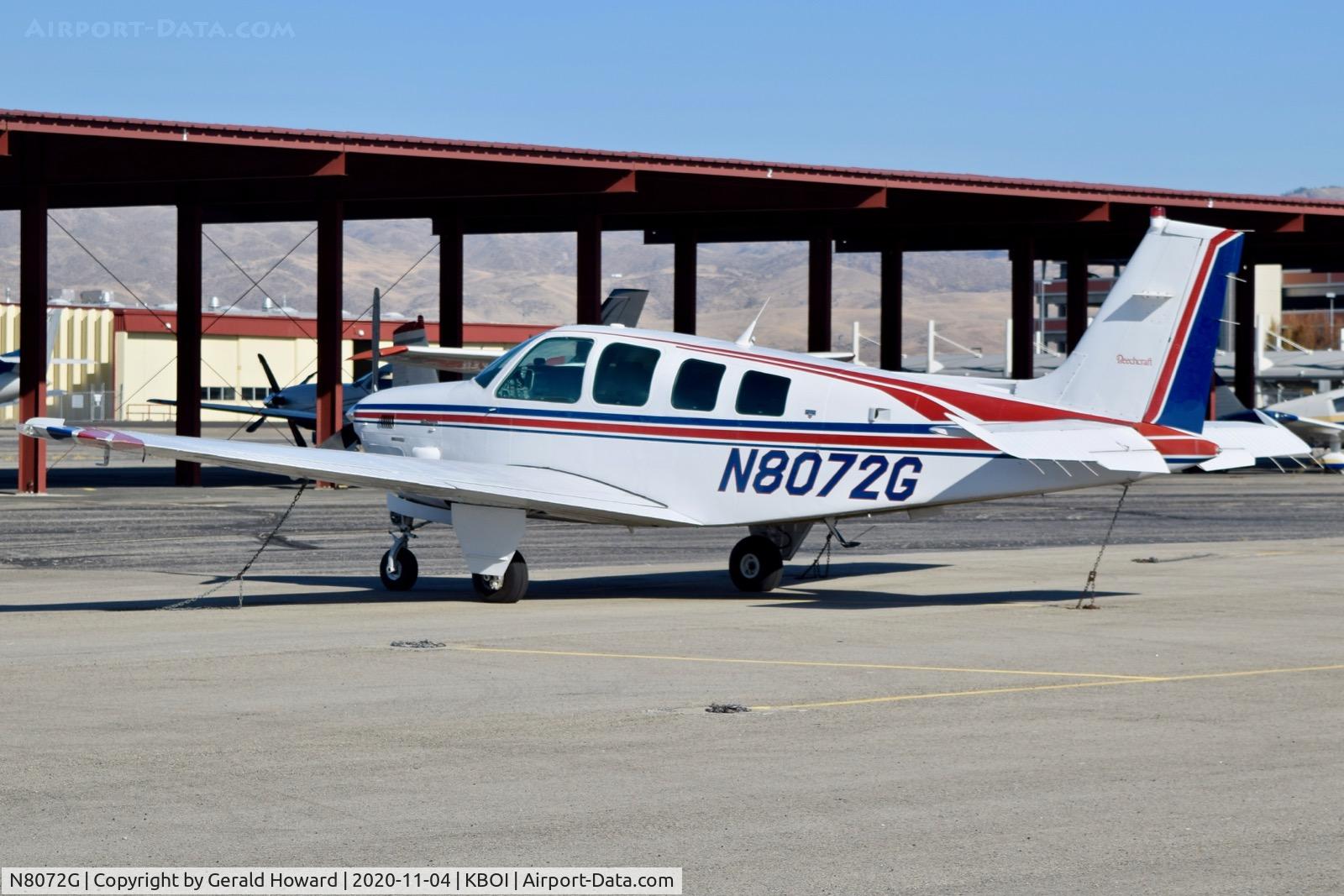 N8072G, 1992 Beech B36TC Bonanza C/N EA-537, Parked on north GA ramp.
