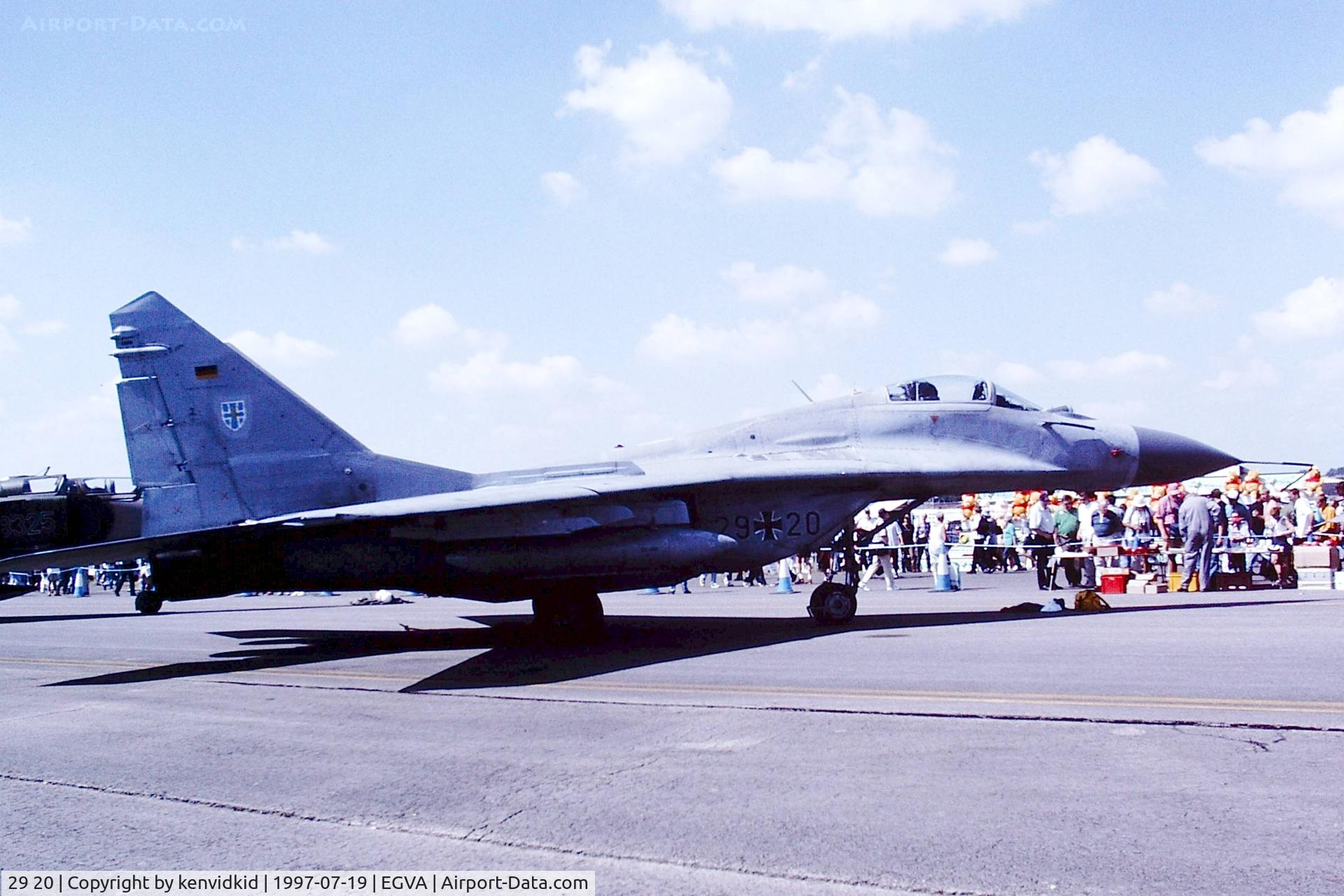 29 20, Mikoyan-Gurevich MiG-29A C/N 2960526315, At the 1997 Royal International Air Tattoo.