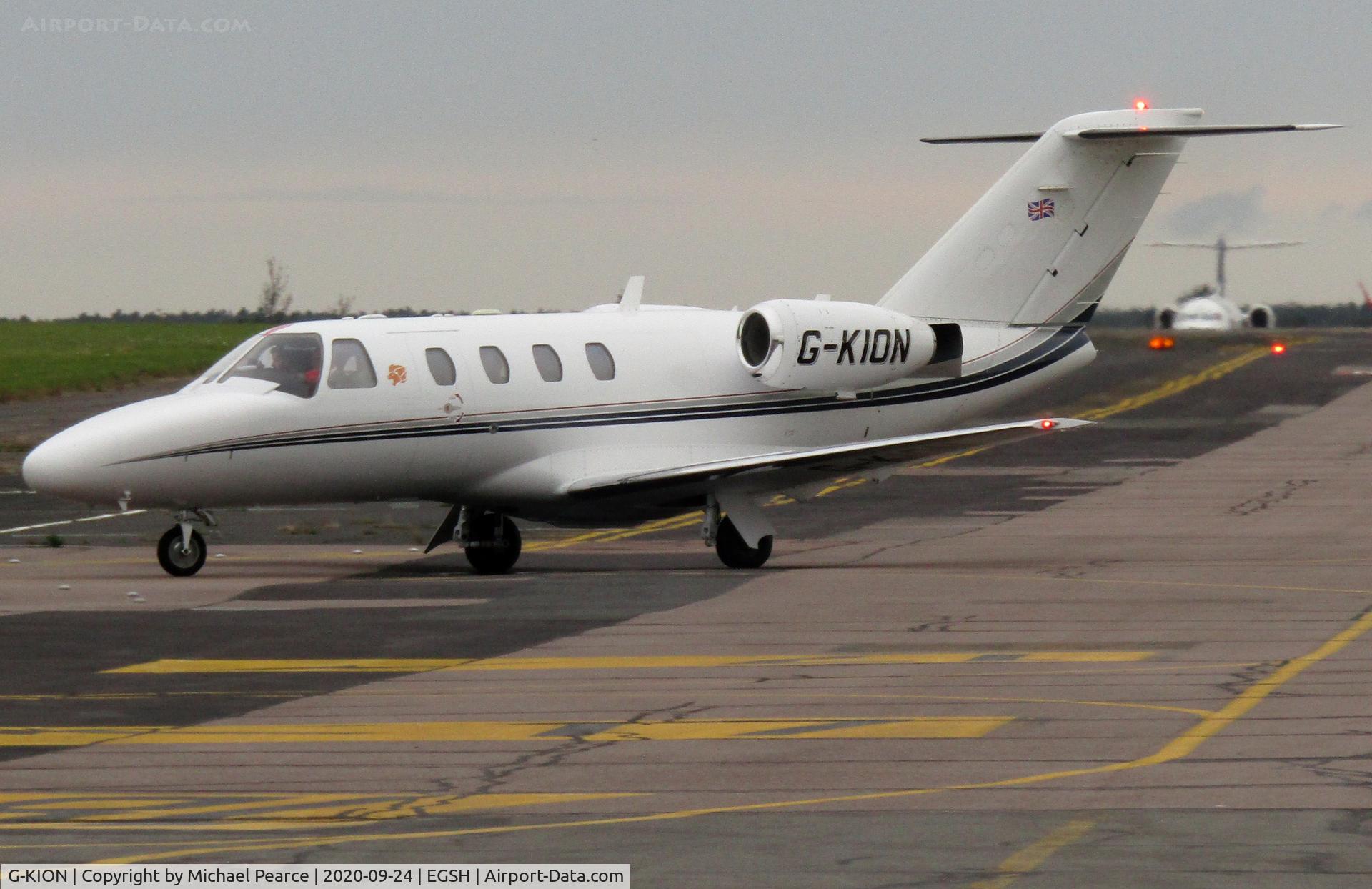 G-KION, 1998 Cessna 525 CitationJet CJ1 C/N 525-0292, Arriving at SaxonAir from Newcastle (NCL).