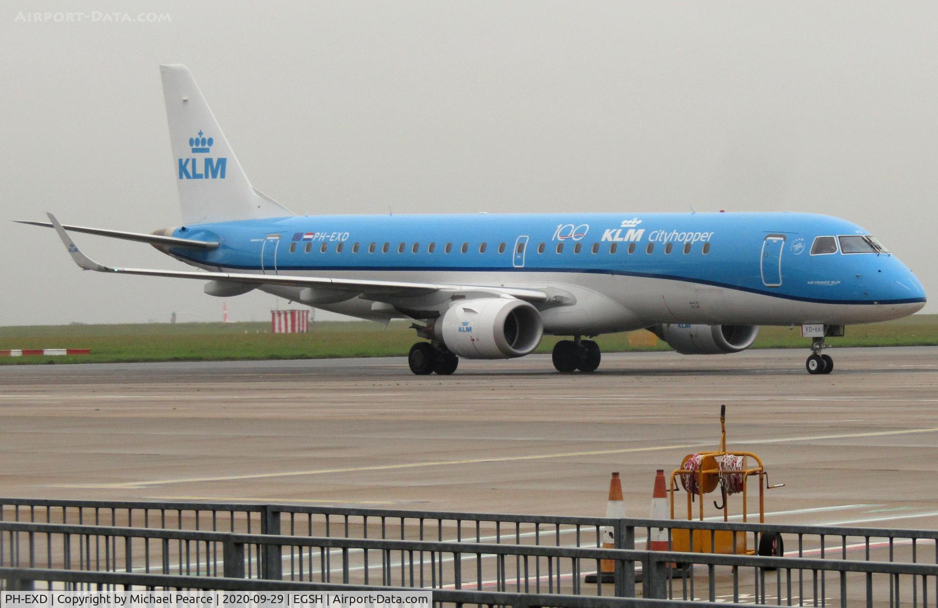 PH-EXD, 2014 Embraer 190LR (ERJ-190-100LR) C/N 19000661, Arriving at Stand 4 from Amsterdam (AMS).
