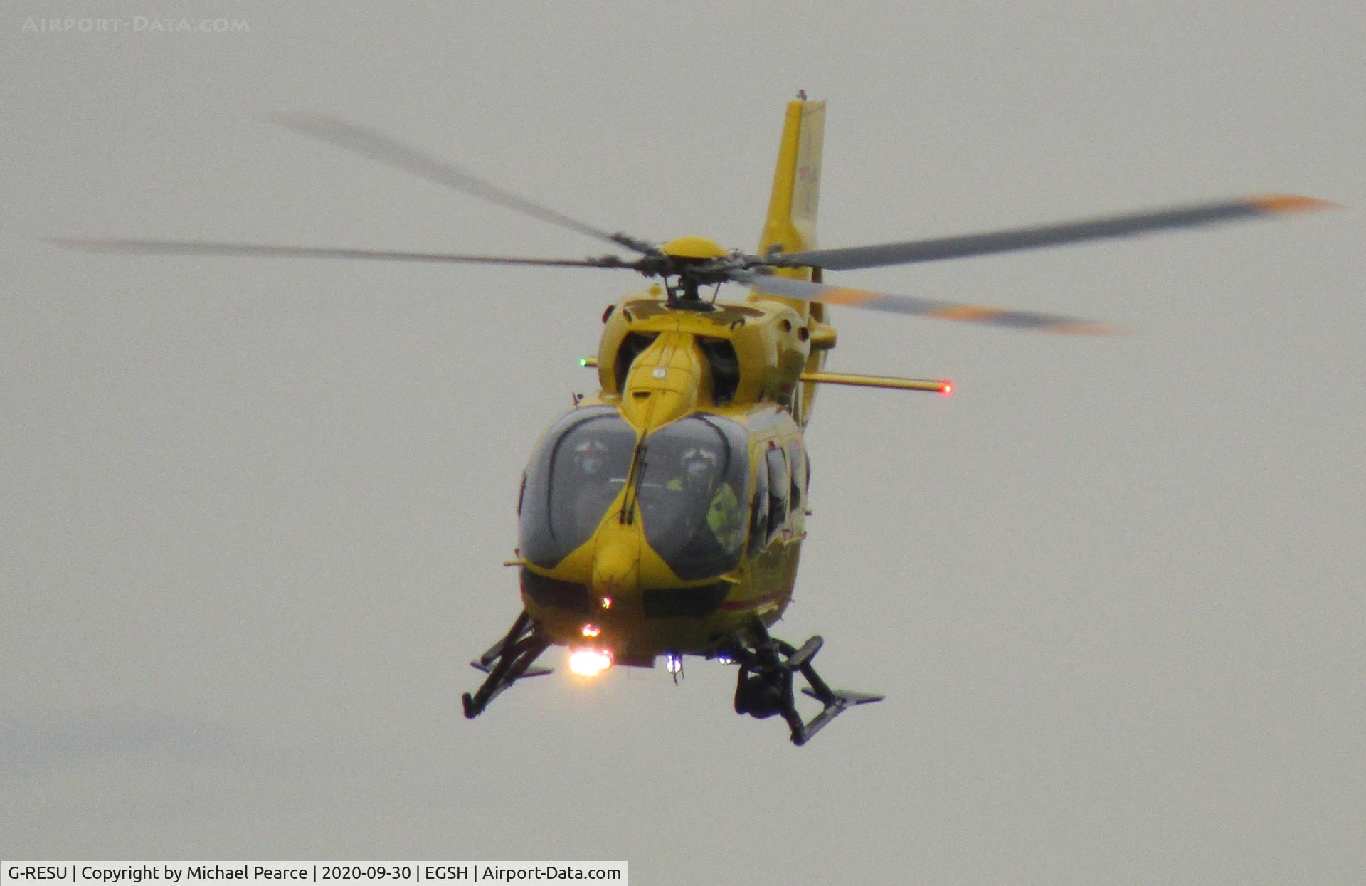 G-RESU, 2015 Airbus Helicopters EC-145T-2 (BK-117D-2) C/N 20052, Departing on another callout.