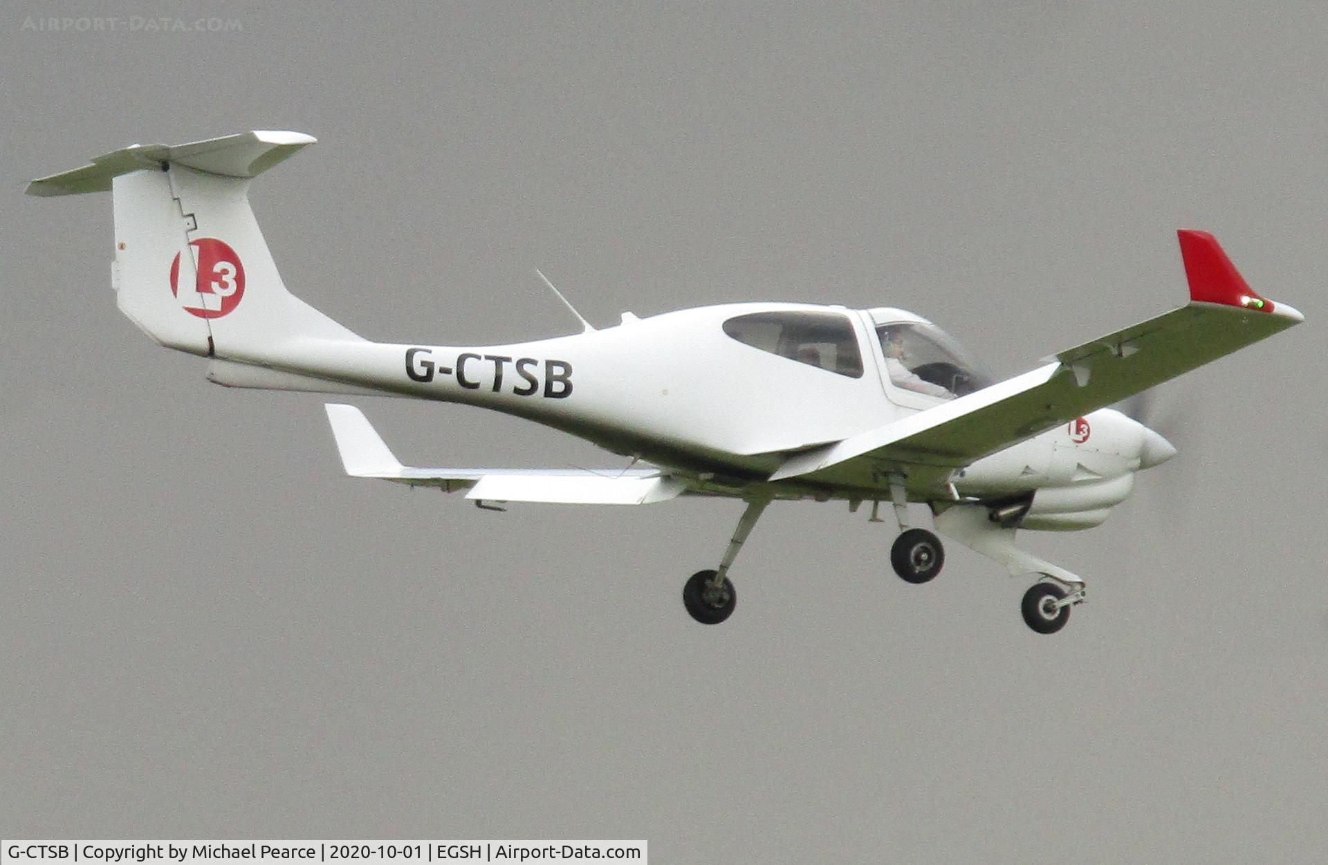 G-CTSB, 2015 Diamond DA-40NG Diamond Star C/N 40.N283, On final approach to RWY 27 from Cranfield (EGTC).
