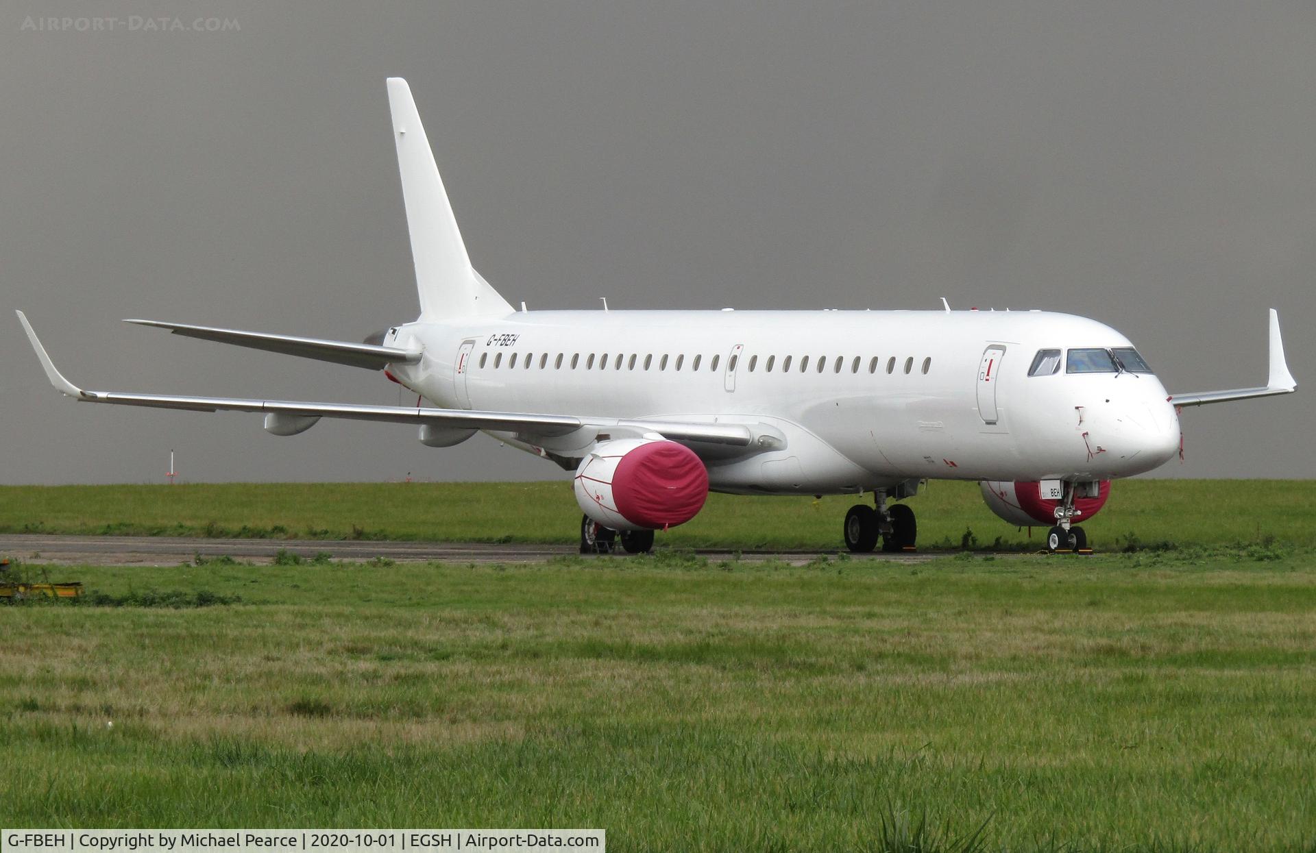 G-FBEH, 2007 Embraer 195LR (ERJ-190-200LR) C/N 19000128, Stored North Side, arrived 12th December 2019.
