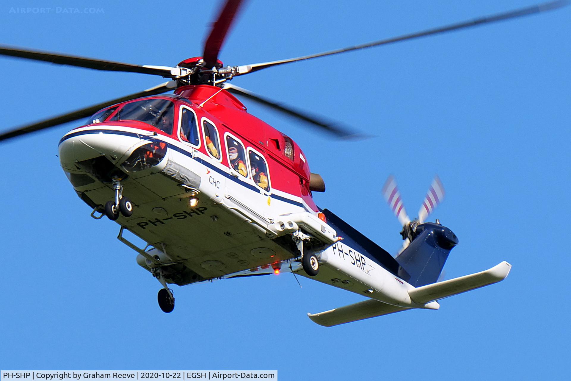 PH-SHP, 2007 AgustaWestland AW-139 C/N 31099, On approach to Norwich.