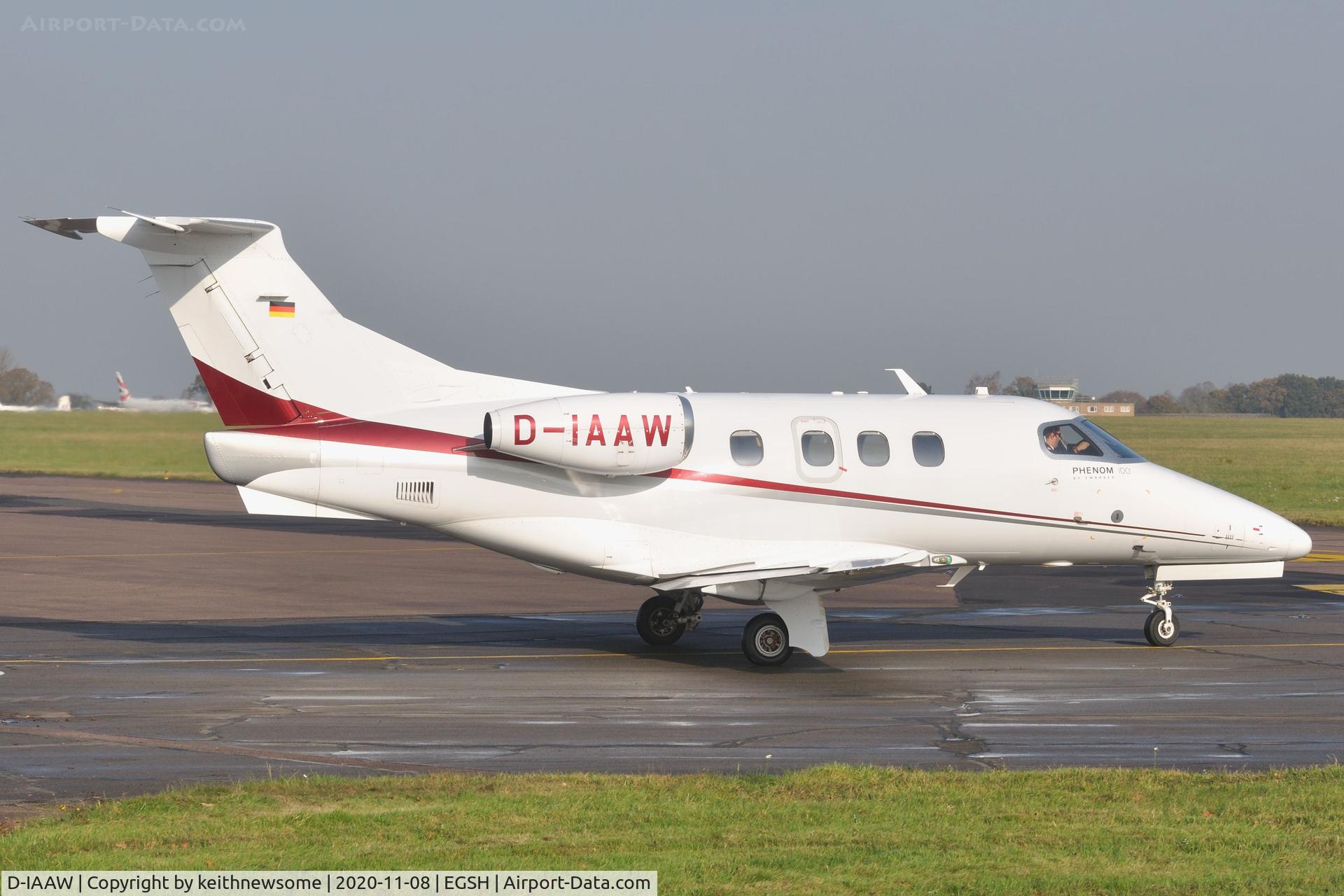 D-IAAW, 2011 Embraer EMB-500 Phenom 100 C/N 50000245, Leaving Norwich for Nice, France.
