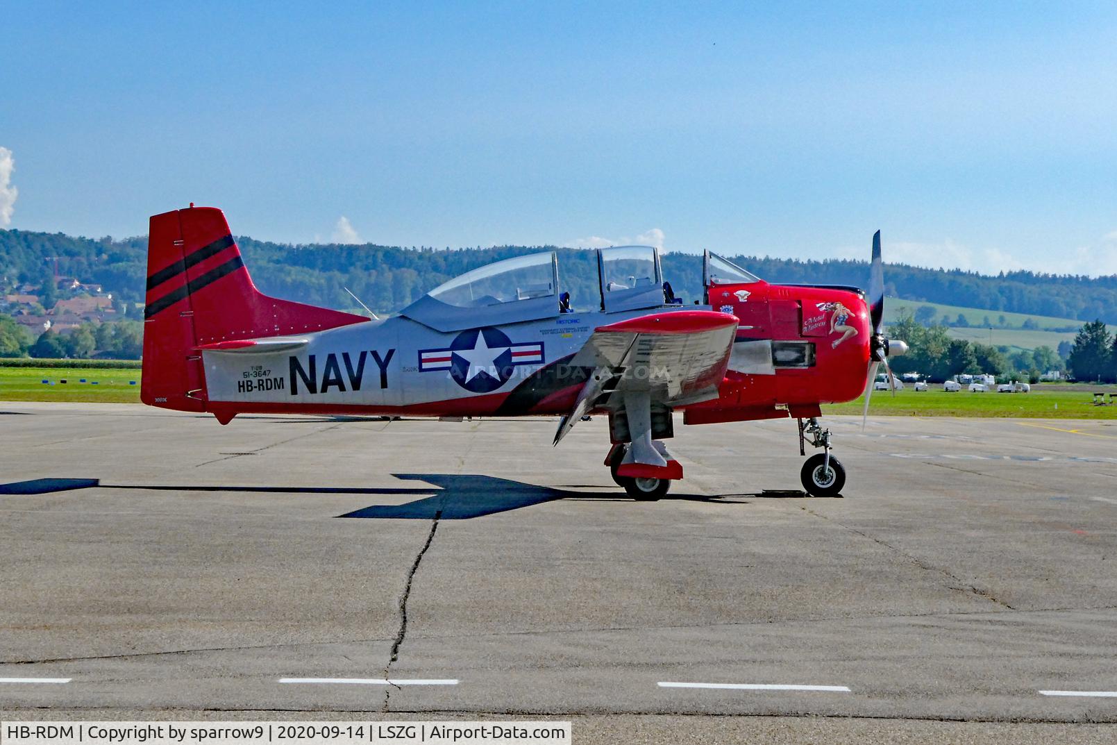 HB-RDM, 1951 North American T-28A Trojan C/N 174-185, For maintenance at Grenchen. HB-registered 2019-12-19 until 2021-05-05