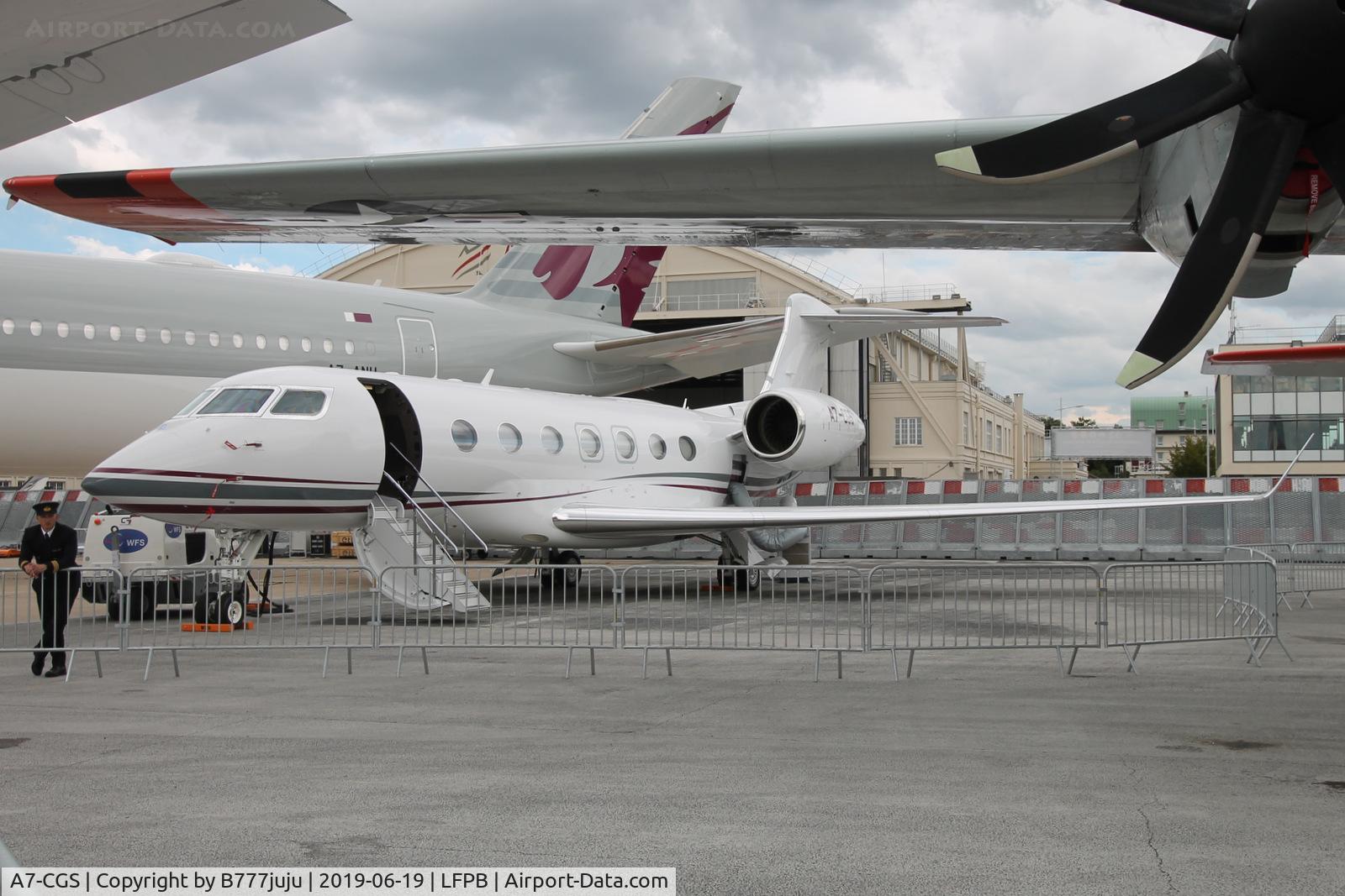 A7-CGS, 2019 Gulfstream Aerospace GVII-G500 C/N 72029, on display at SIAE 2019