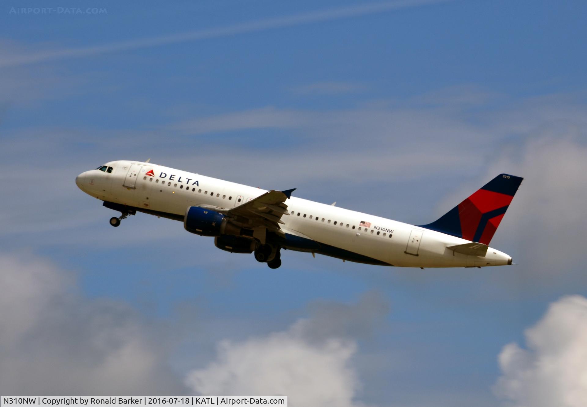 N310NW, 1990 Airbus A320-211 C/N 121, Takeoff Atlanta