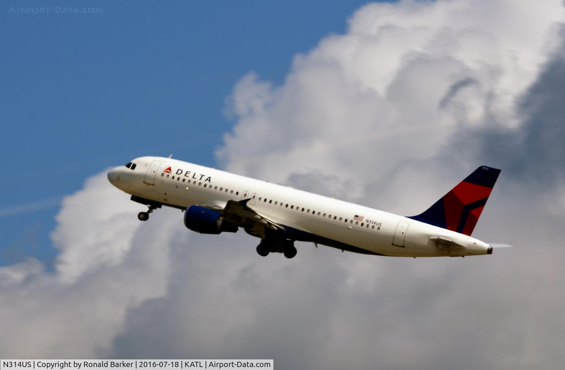 N314US, 1991 Airbus A320-211 C/N 160, Takeoff Atlanta